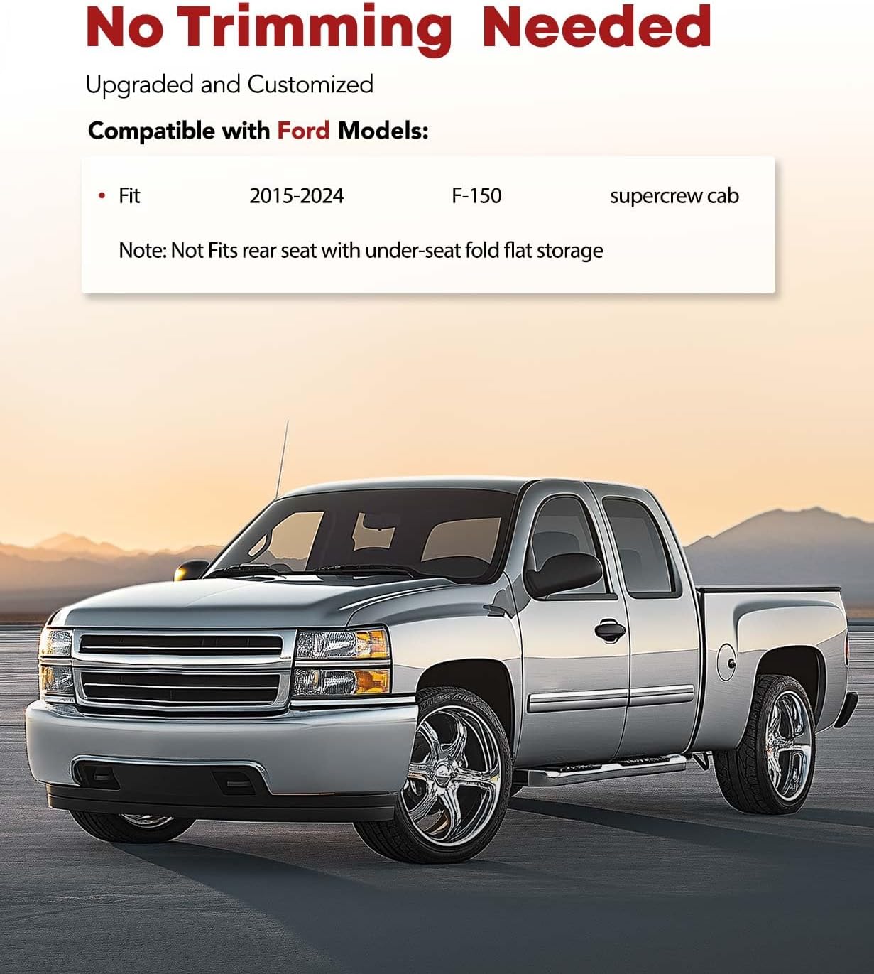 YHTAUTO Floor Mats Fit 2015-2024 Ford F-150 SuperCrew Cab Not Fit Rear Seat w/Under-Seat Fold Flat Storage, TPE All Weather Floor Liner Odorless Custom Fit Car Mats, 1st 2nd Row F-150 Accessories