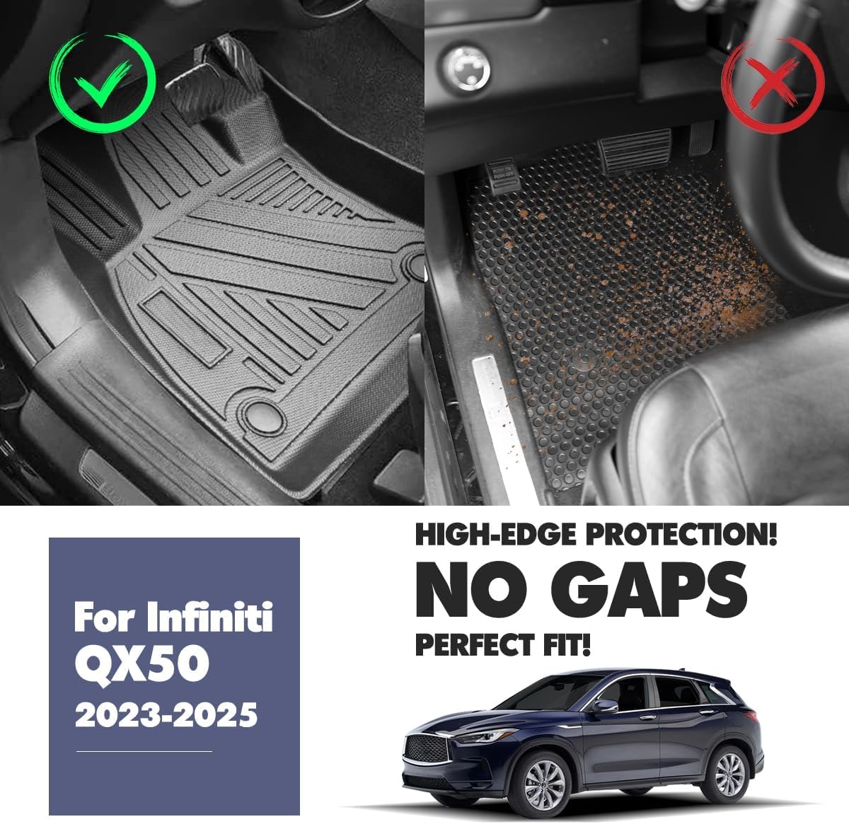 Cargo Mats Fit for Infiniti QX50 2025-2019/2022-2025 Infinit QX55 Trunk Mats，All-Weather TPE Cargo Trunk Liner Protector for 2019-2025 Infiniti QX50/2022-2025 Infinit QX55 Accessories (Cargo Liner)