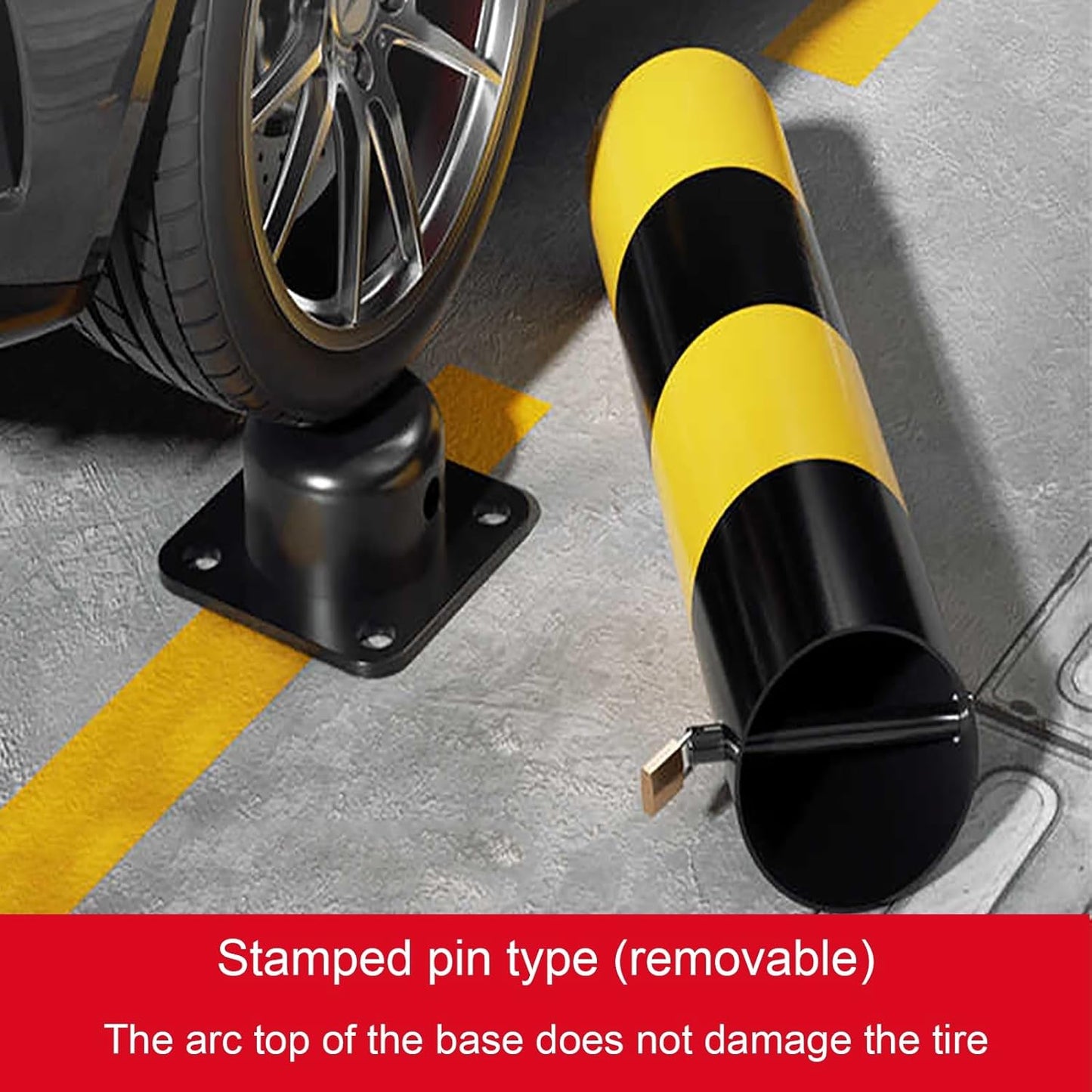 Steel Safety Bollard Post, with Lock Bollard Post Removable Security Posts, Parking Bollards, Parking Barriers Concrete, Powder Coat, for Parking Lot, Driveway and Sidewalk(Black (1pcs),50cm/19.7in)