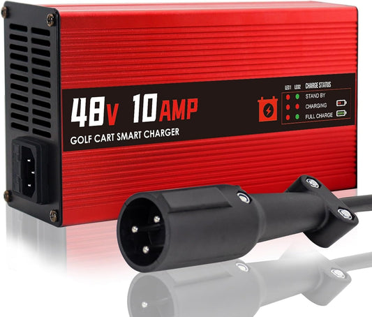 48V 10AMP Club Car Golf Cart Battery Charger for 48 Volt Golf Carts Lead-Acid Battery Smart Charger with 3-Pin Round Plug