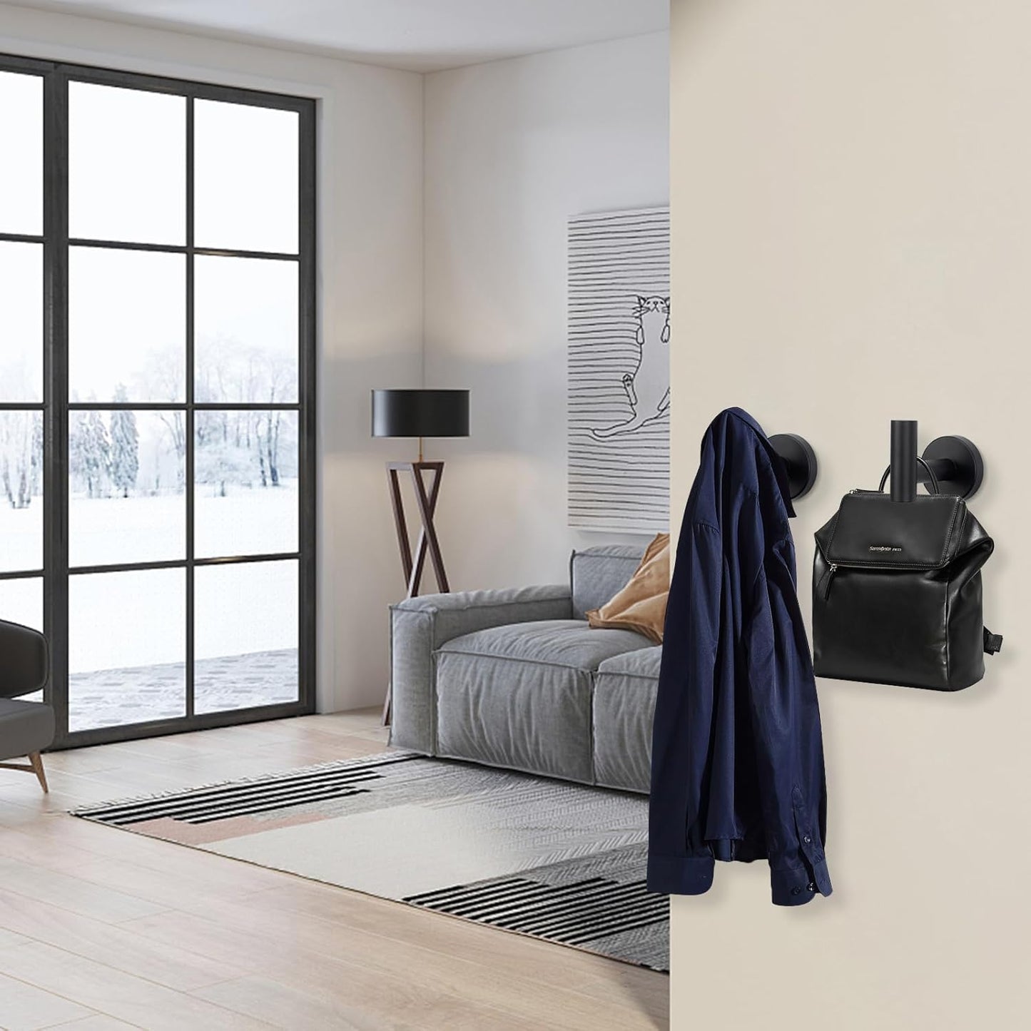 NearMoon Bath Towel Hooks- SUS 304 Stainless Steel Robe Hook Holder, Heavy Duty Coat Hook for Bathroom Livingroom Hotel Kitchen Garage, Wall Mounted (Matte Black, 3 Pack)