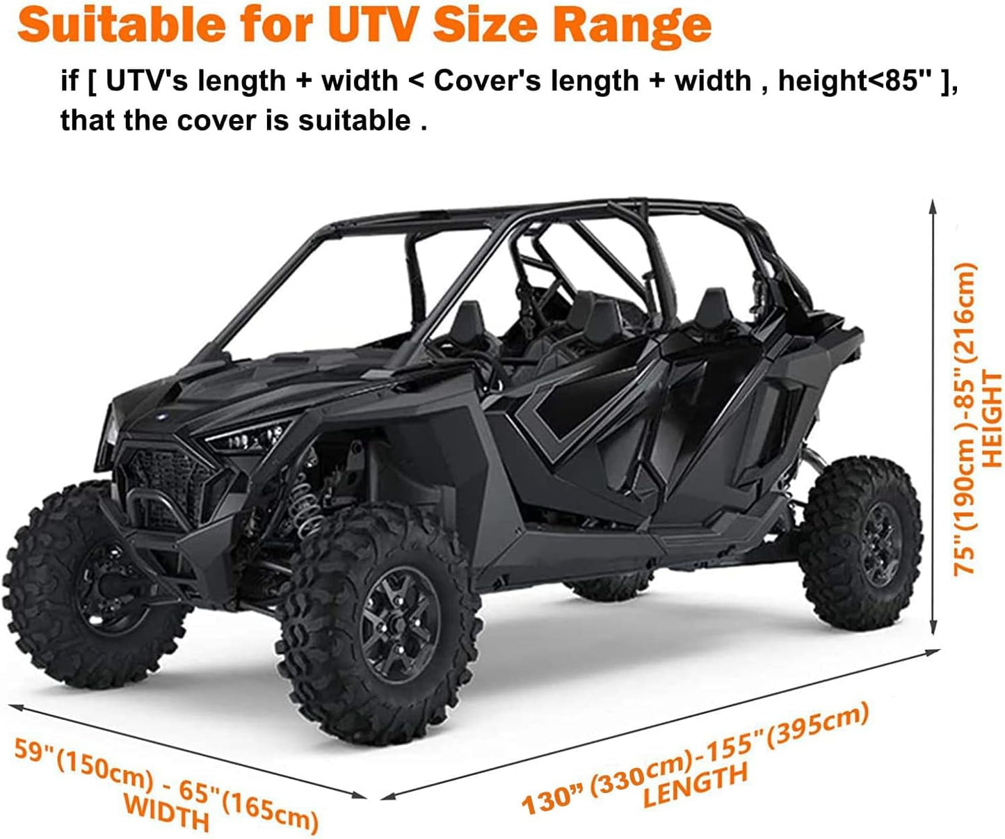 Neverland UTV Cover Waterproof 300D Heavy Duty 4-6 Seater 4 Door Side by Side Covers All Weather Protection Compatible with Polaris Ranger RZR General Can-Am Maverick Defender Kawasaki