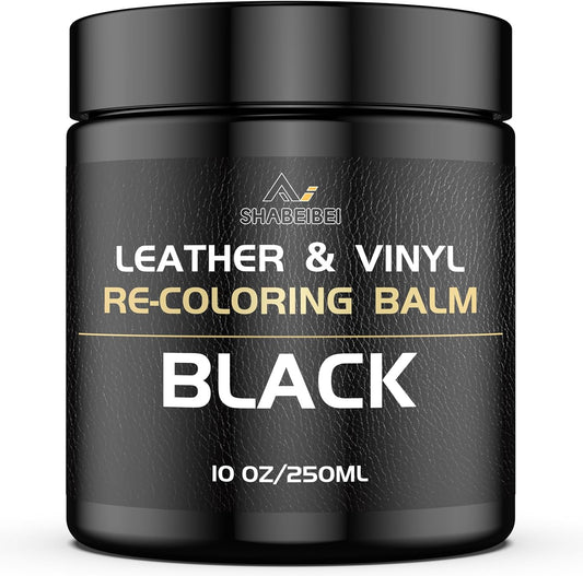 Leather Recoloring Balm,10oz Leather Color Restorer Leather Repair Kit for Furniture Car Leather Scratch Remover, Black Leather Color Restorer for Couches,Leather Dye Paint for Faded