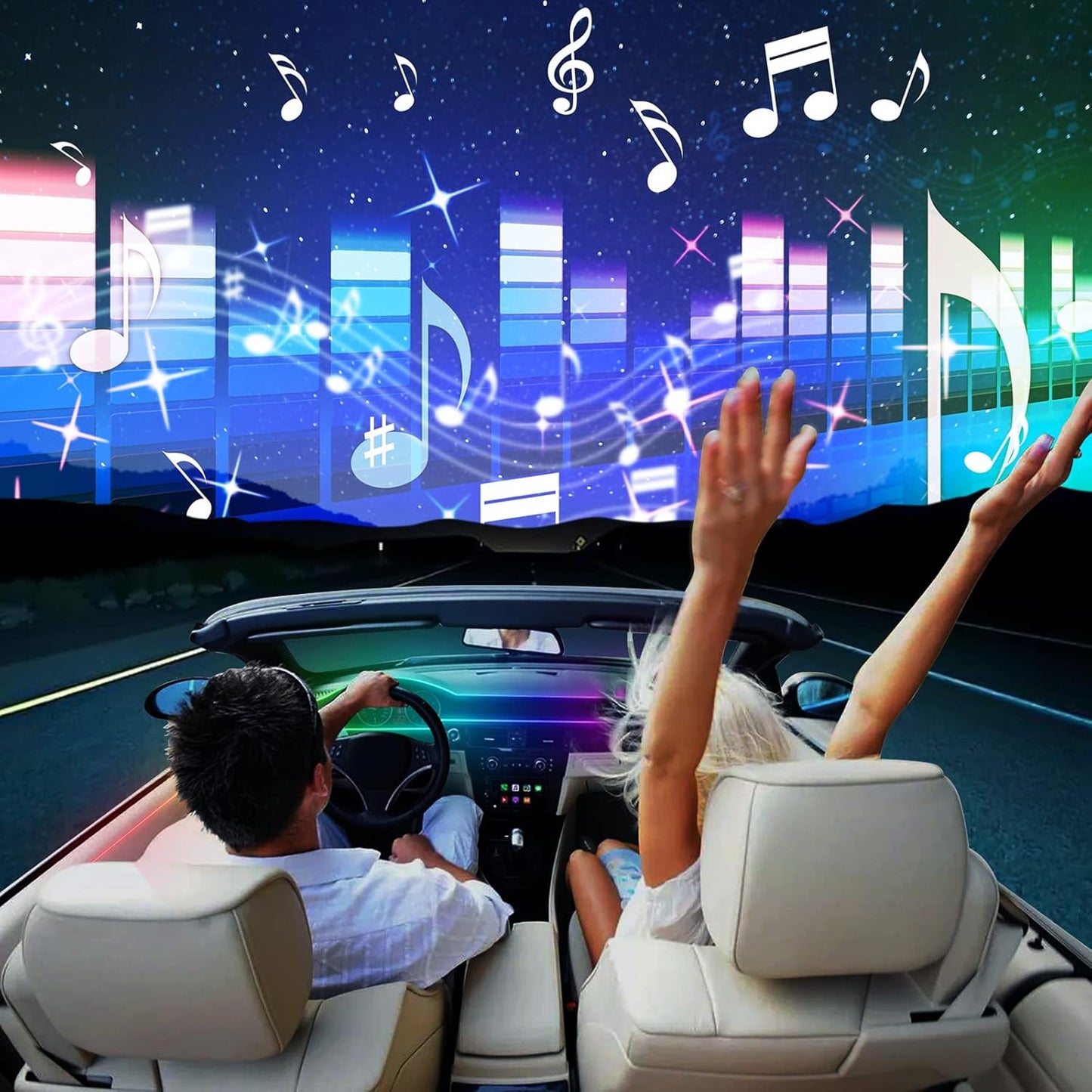 Dreamcolor Acrylic Interior Car LED Strip Light 14-inch, which fit for dreamcolor Main Controller Connects and sub-Controller kit (not Including), Not Applicable dreamcolor 5 in 1(Single Controller)