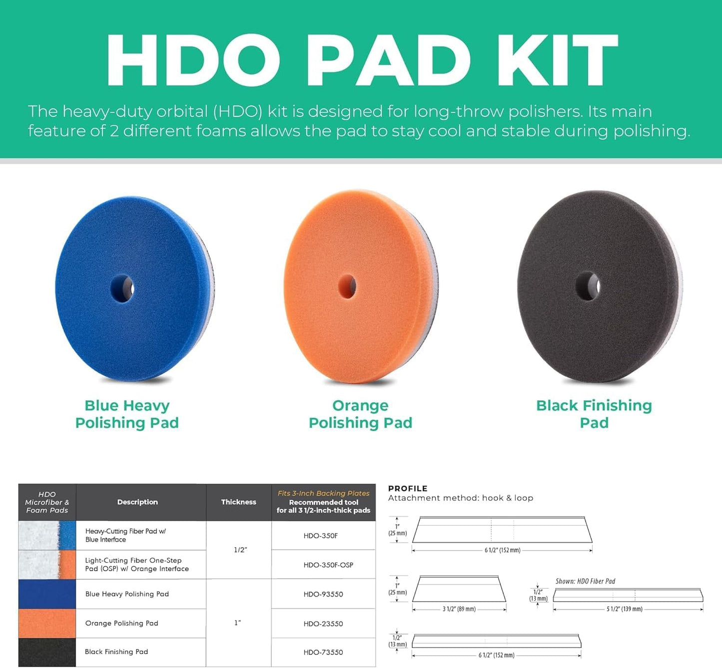 Lake Country 6.5" HDO Orange Foam Polishing Pad (1-Pack) – Premium Heavy Duty Orbital Polishing Pad for Painted Surfaces – Fits 6" Backing Plate