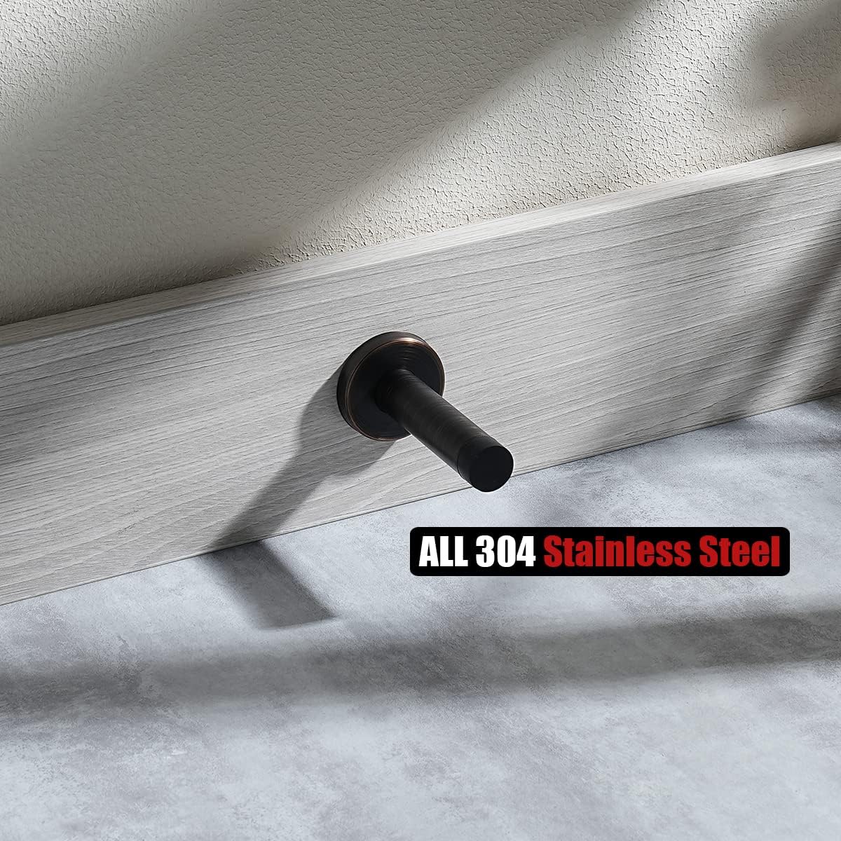 JQK Door Stopper Oil Rubbed Bronze, 304 Stainless Steel Thicken 1mm Sound Dampening Door Stop Bumper Wall Protetor 2 Pack, ORB, DSB5-ORB-P2