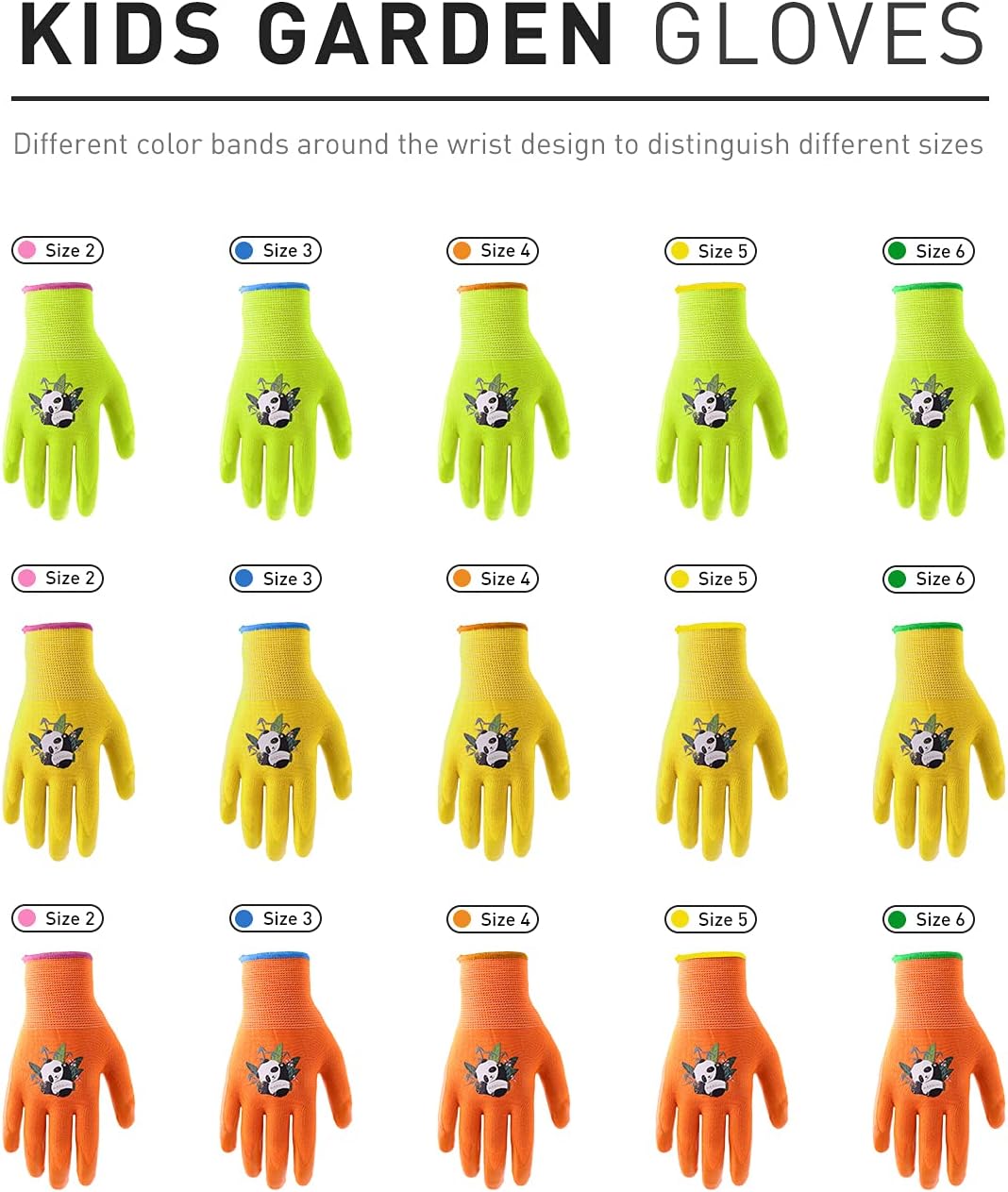 HANDLANDY 2 Pairs Kids Gardening Gloves, Toddler Children Garden Yard Work Outdoor Playing Gloves, Rubber Coating, for Girls Boys Youth (Size S, Yellow)