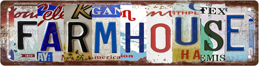 FARMHOUSE Vintage Metal Tin Sign, Street Sign, Home Decor, Room Decor, Wall Decor, Bathroom Decor, Bar Decor, Cafe Decor, Garage Decor, 16 x 4 Inch
