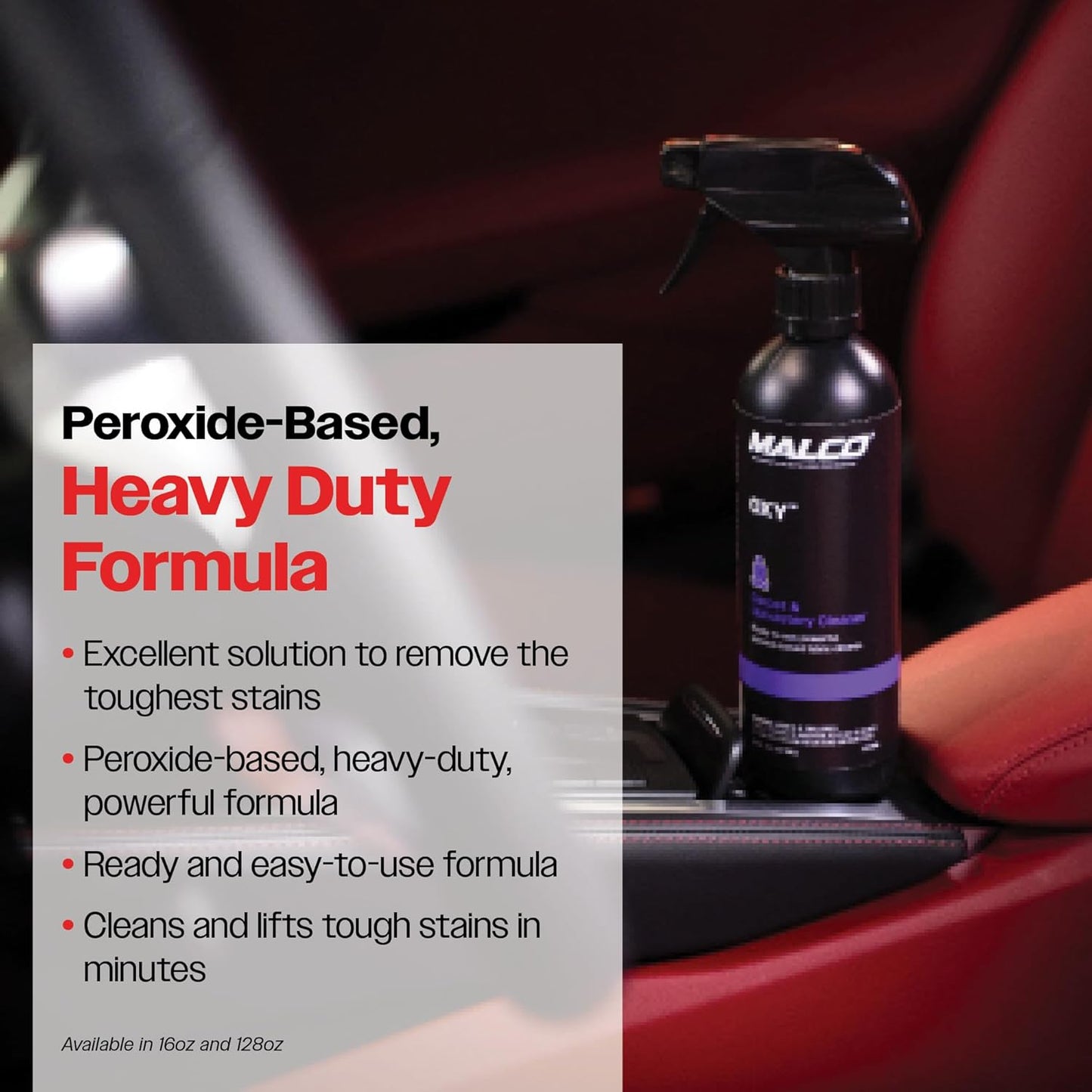 Malco OXY Carpet & Upholstery Cleaner - Stain Remover Spray for Car Interior Fabric/Cleans the Toughest Vehicle Stains/Deep Cleaning Liquid Formula / 16 Oz. (127816)