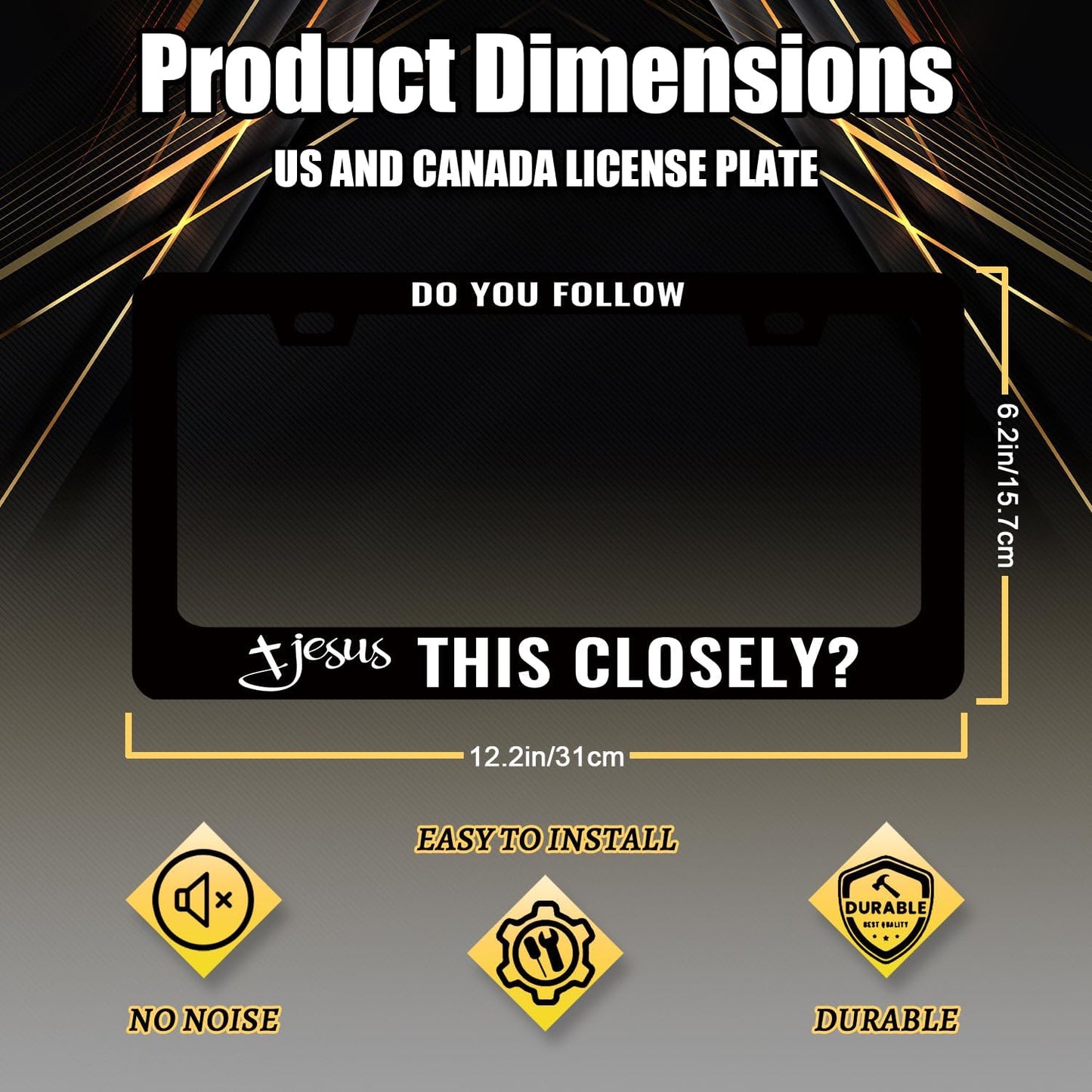 Jesus License Plate Frame Do You Follow Jesus This Closely License Plate Stainless Steel Christian Car Accessory Funny License Plate Decoration Men Women Size 12.2" x 6.2" with Screws