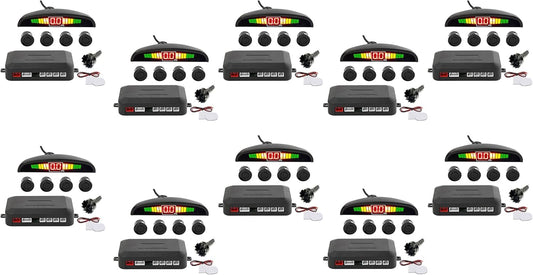 ZONETECH New 4 Parking Sensors LED Display Car Reverse Backup Radar System 10 Pack