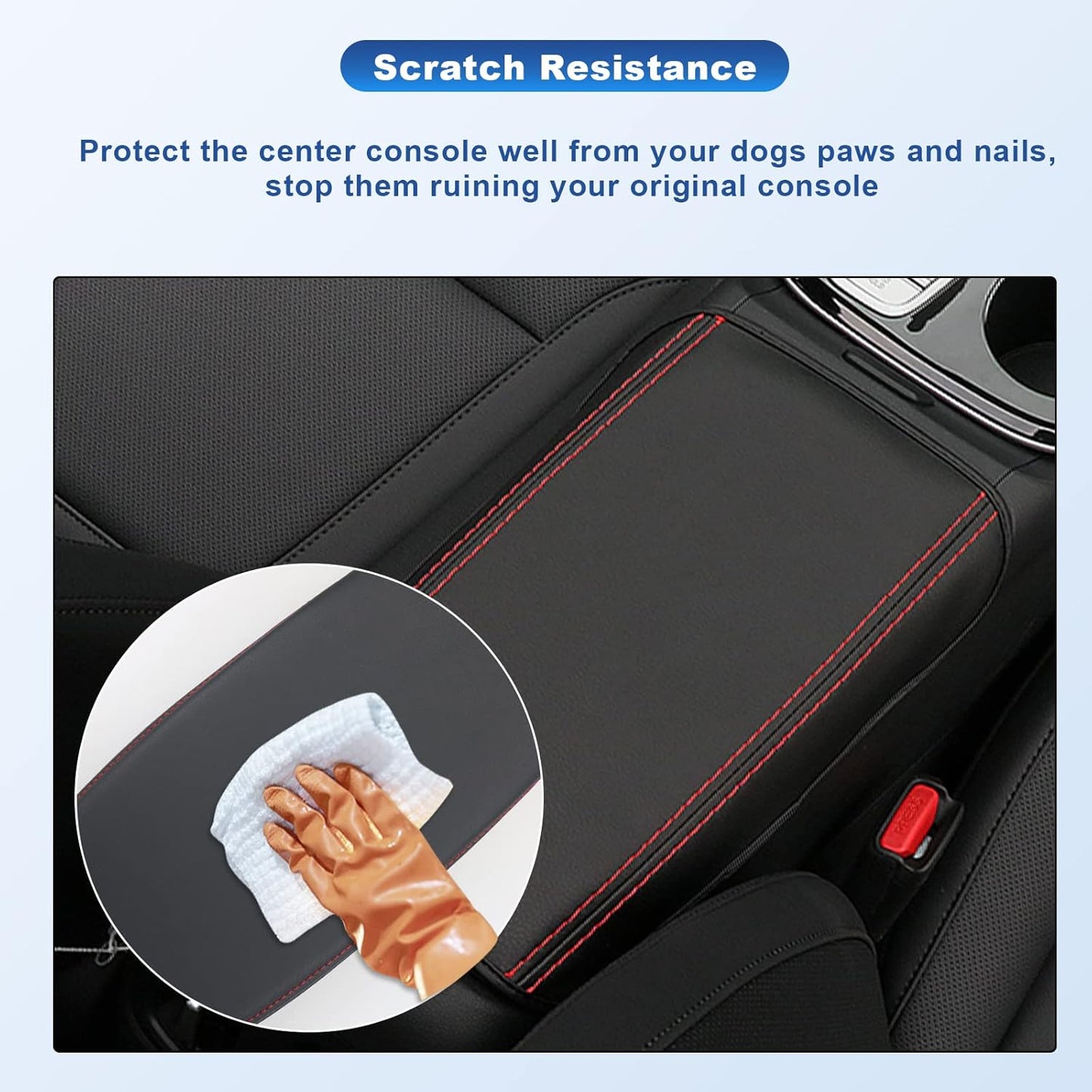 CDEFG for Santa Cruz 2022 2023 Pickup Truck Center Console Cover Armrest Cover Console Pad Arm Rest Seat Box Cover Leather Protector for 2022 Santa Cruz Car Interior Accessories (Black)