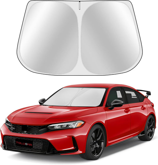 Custom Fit Windshield Sun Shade for Honda Civic 2022-2025 11th Gen- Full Coverage, 210T Reflective Fabric, Double-Layer Design - Blocks 99% UV Rays, Keeps Car Cool, Easy to Install and Store