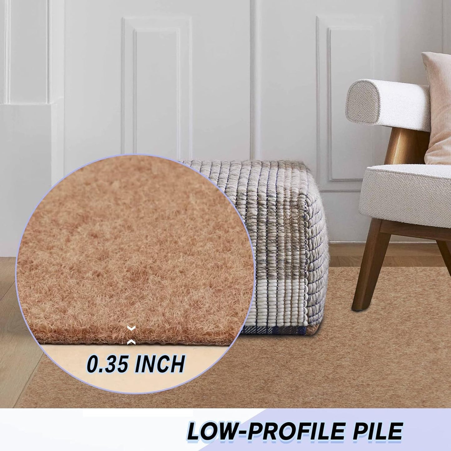 Custom Size Backed Non-Slip Area Rugs Runner, Easy Clean, Waterproof Runner Rugs for Hallway Entryway, Kitchen, Laundry, 3FT x 51FT, Beige