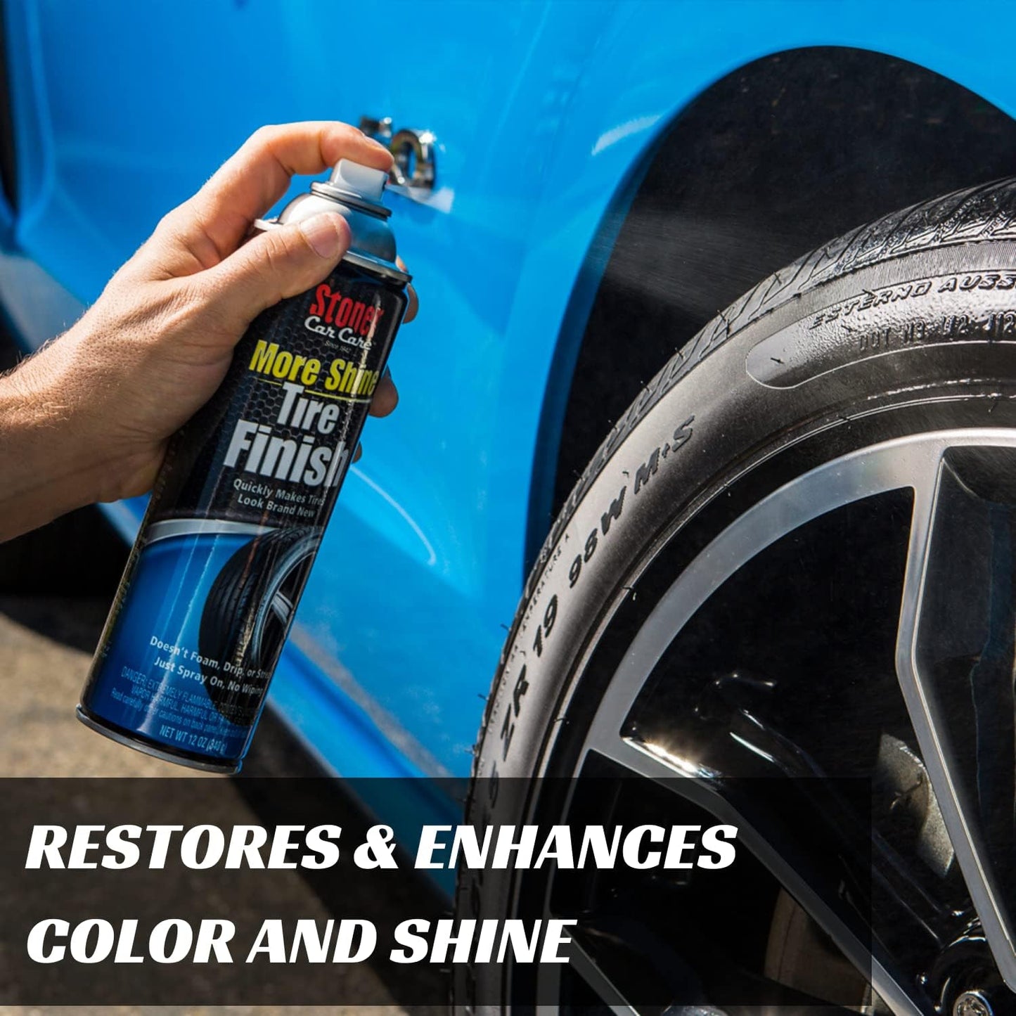 Stoner Car Care 91094-4PK More Shine Tire Finish for Tire and Wheel Care Creates a Long-Lasting, Rain-Resistant Tire Shine, Makes Faded Tires Look New, Non-Greasy Formula, 12 Oz, Pack of 4