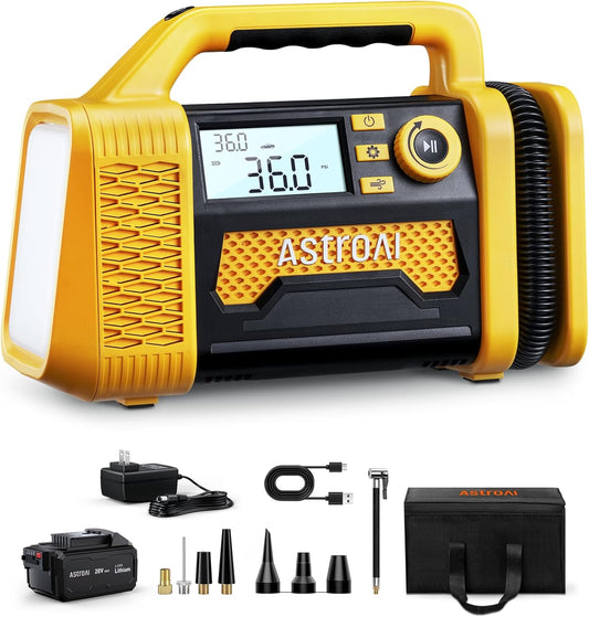 AstroAI TC3 Air Compressor Portable Tire Inflator Offroad Air Compressor for Truck 150PSI with Digital Display Air Pump for Car Heavy Duty for 4x4 Vehicle, RV, SUV, Car Accessories Yellow