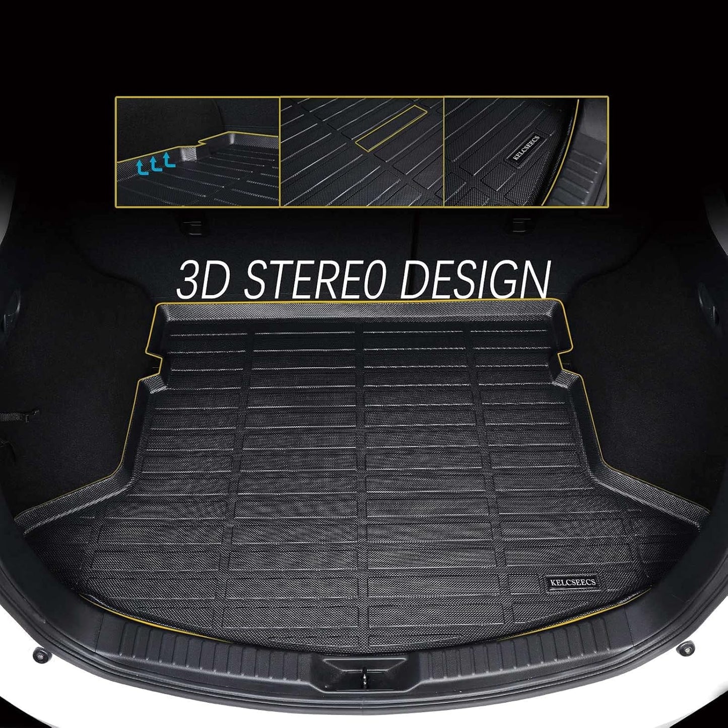KELCSEECS® Floor Mats & Cargo Liner Custom for Kia Forte 2024 2023 2022 2021 2020 2019,All Weather Protection TPE Floor Liners Front& Rear Row Full Set Kia Forte Accessories Black