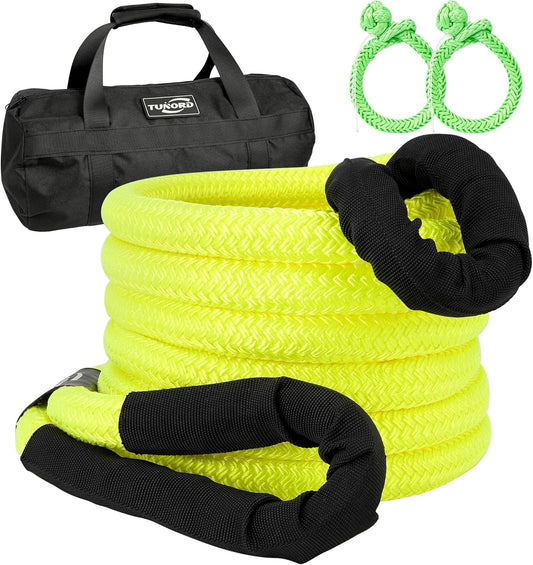 Kinetic Recovery Tow Rope Heavy Duty Offroad Snatch Strap for for Trucks SUV UTV ATV Tractor Car Jeep, Tractor, Bobcat, Ram 2500, Silverado 2500, Ford F250 (Green, 1" x 30')