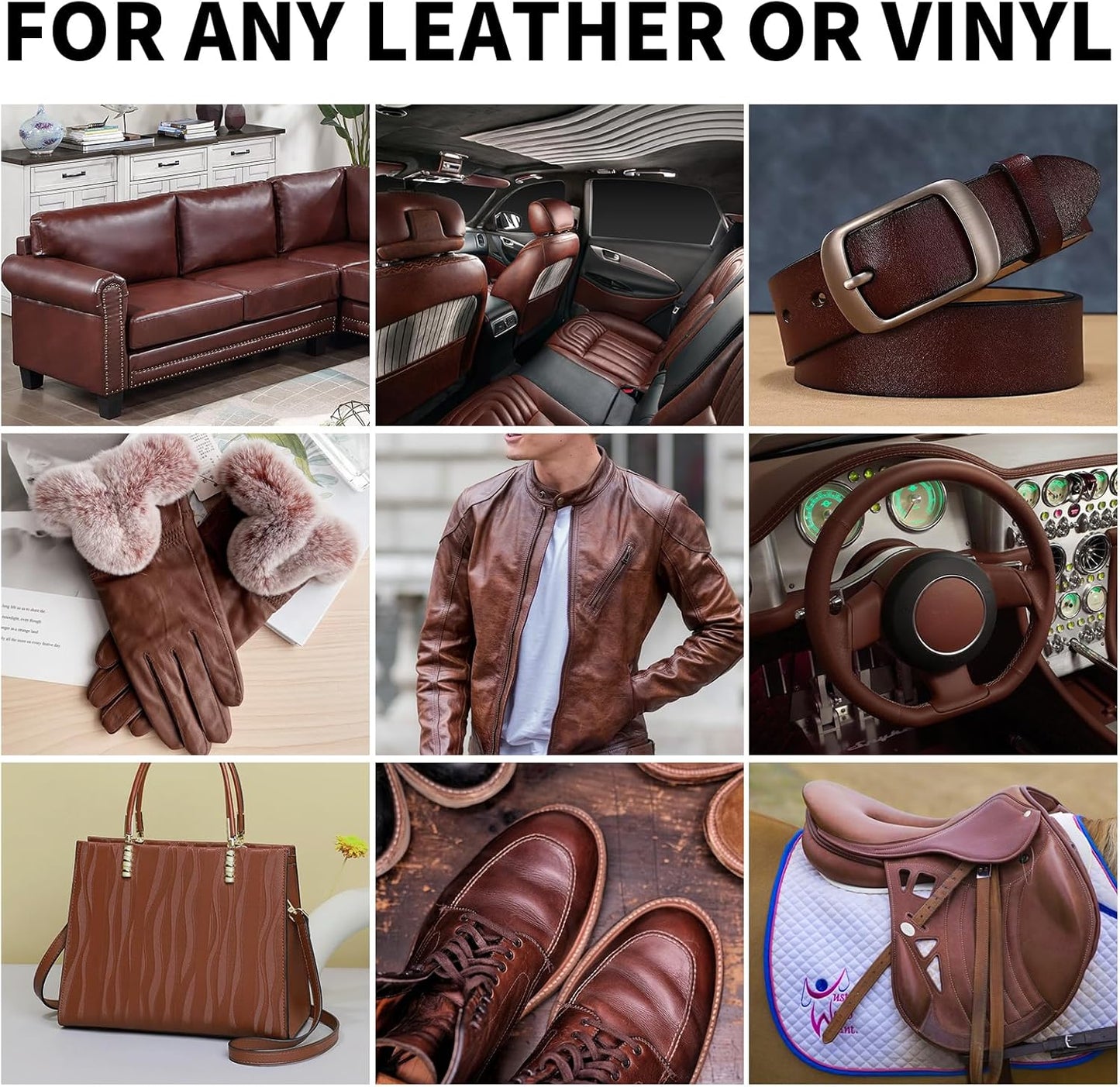 Leather Recoloring Balm,8.5oz Leather Color Restorer,Medium Brown Leather Repair kit for Furniture and Car Interior,Leather Couch Scratch Repair,Leather Dye Paint for Faded,Cracked and Damaged Leather