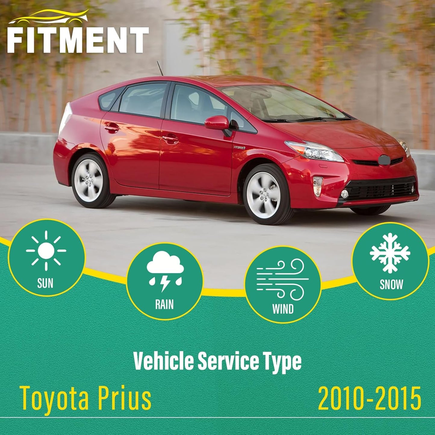 26" 19" 16" Windshield Wiper Blades Replacement for Toyota Prius 2010 2011 2012 2013 2014 2015 Premium All Weather Front Rear Wipers Set - OEM Quality (Pack of 3)