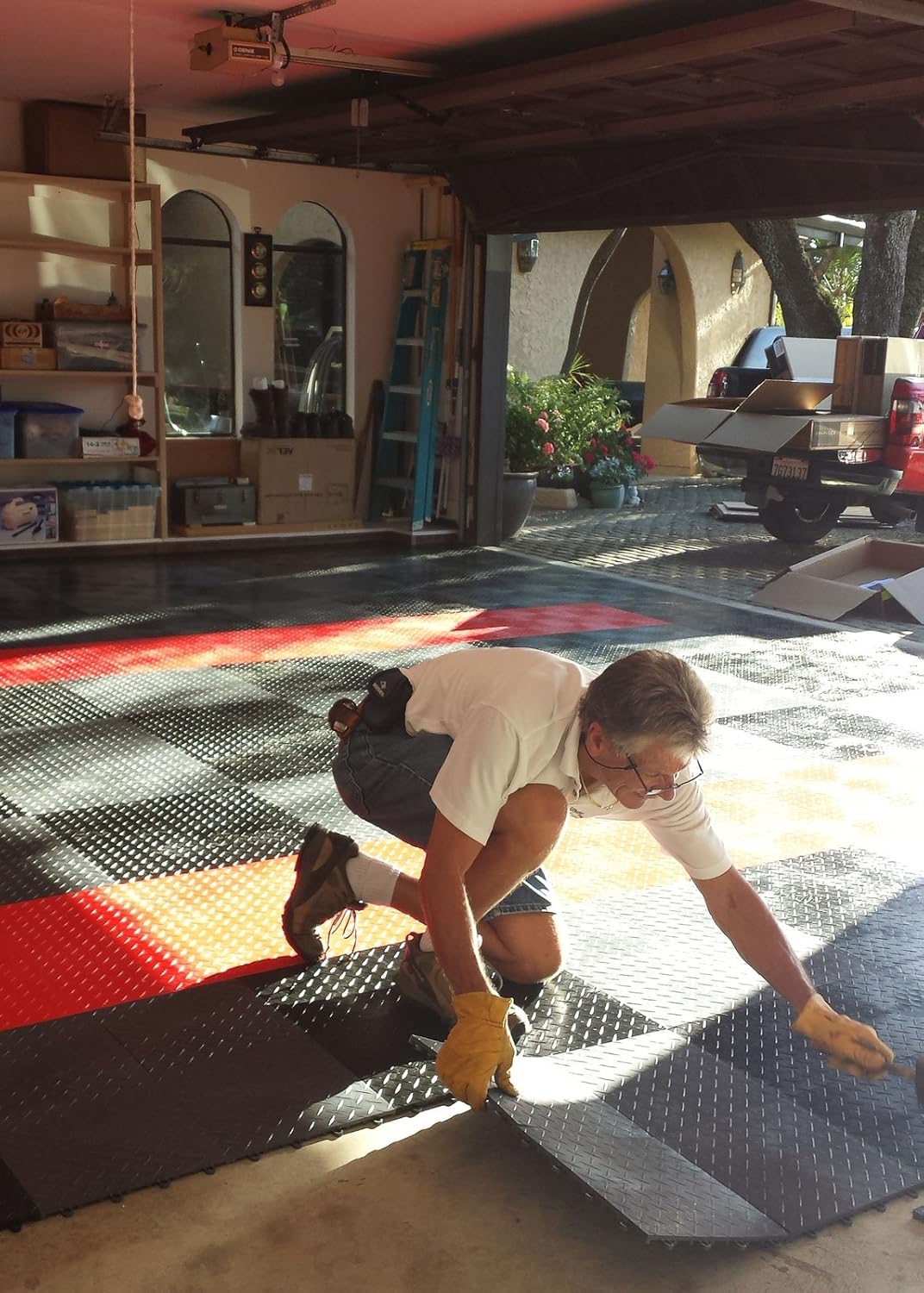 Big Floors RaceDeck Diamond Plate Design, Durable Interlocking Modular Garage Flooring Tile (Purple, 24 Pack of 12 x 12" Tiles)