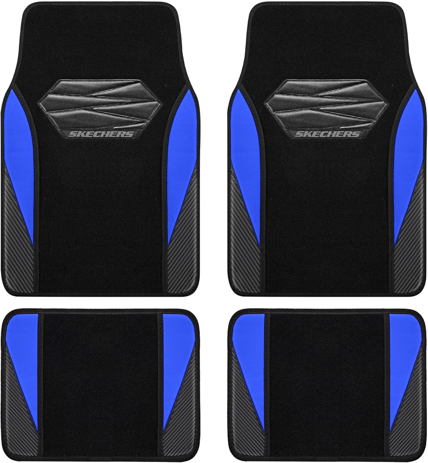 Skechers Car Floor Mats,Waterproof Universal Fit Car Mats,Faux Leather Car Floor Mats,Carbon Floor Mats for Cars with Anti-Slip Skechers Heel Pad Fit for SUV,Vans,Sedans,Trucks,Blue