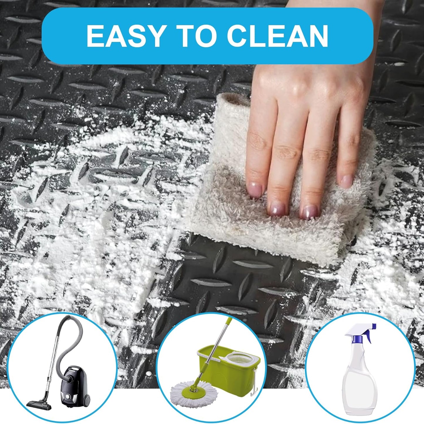 OrangeStar 4 x 6 Ft Garage Floor Mat, Diamond Plate PVC Garage Flooring Roll for Under Car, Heavy Duty Parking Mats, Black