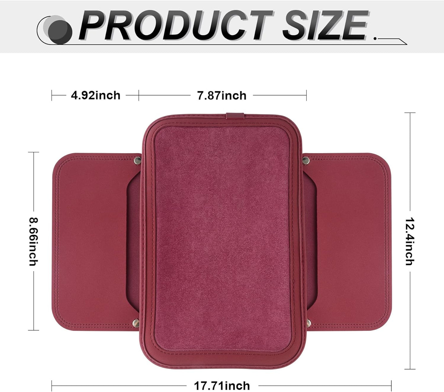 SINGARO Car Leather Center Console Cover with 2 Storage Bags, Universal Furry Fluffy Car Armrest Seat Box Pad, Comfortable Car Interior Accessories, Fits for Most Vehicles (Red)