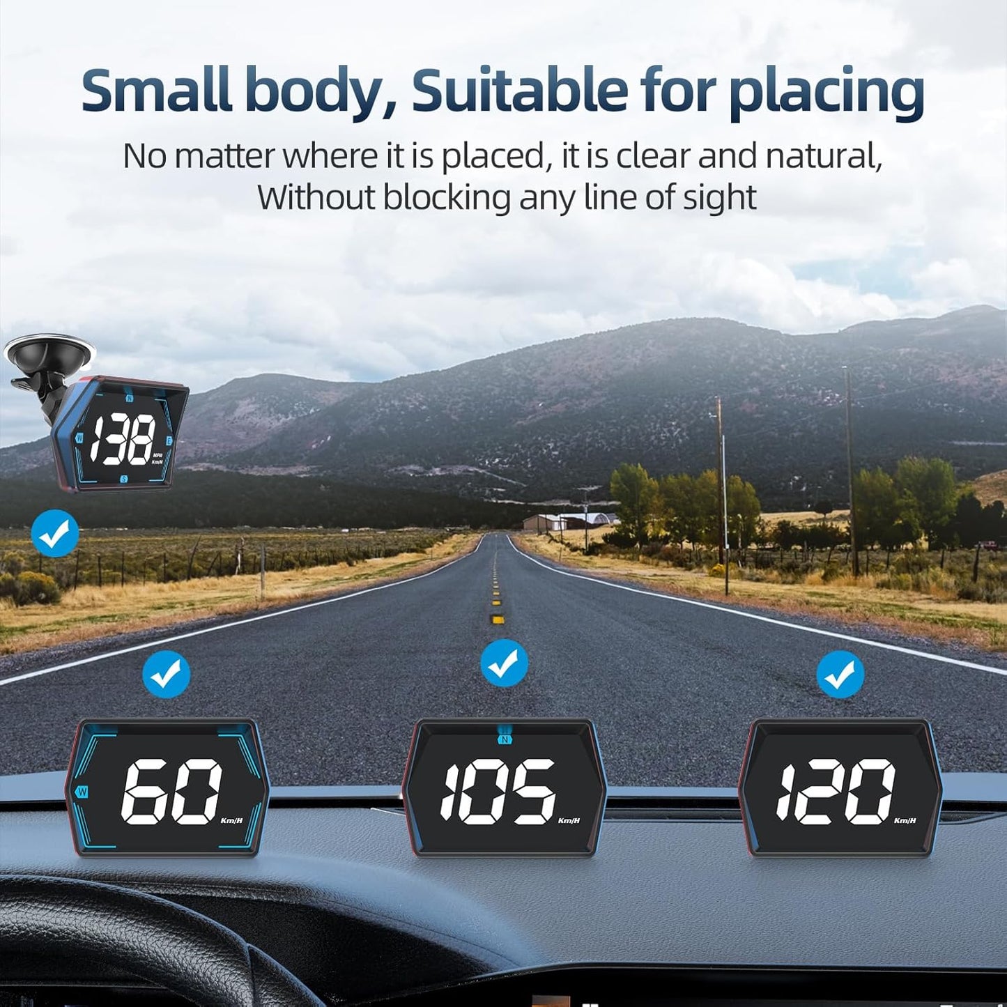 Universal Car HUD GPS Speedometer G20 Car Heads-up Display Plug and Play with USB Connection,Displays MPH, Comes with Compass Over Speed Alert HD Display Speedometer for All Vehicles