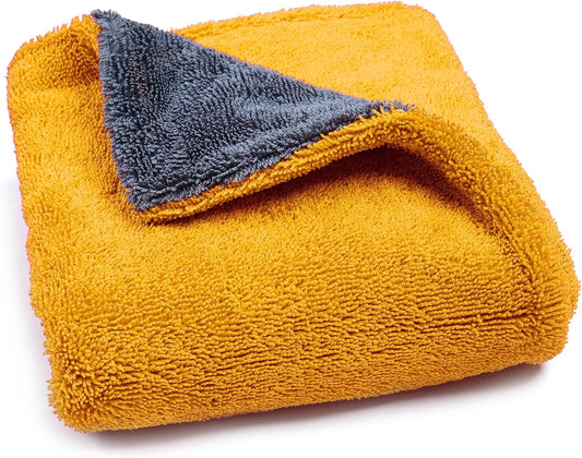 LIVOS Car Drying Towel, Premium Microfiber Towels for Cars, 1000GSM, Edgeless Twisted Loop Design, No Streaks, Scratches, or Water Spot, Absorbent Wash Towel, 18" x 24" (Yellow&Grey)