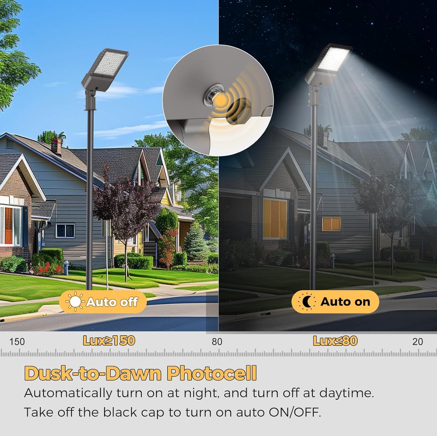 LED Parking lot Lights 240W Commercial Area Oudoor Lighting 43200LM Dusk to Dawn Photocell Street Lights 6000K IP65 100-277V for Yard Garage Warehouse 3 Pack with Wrench