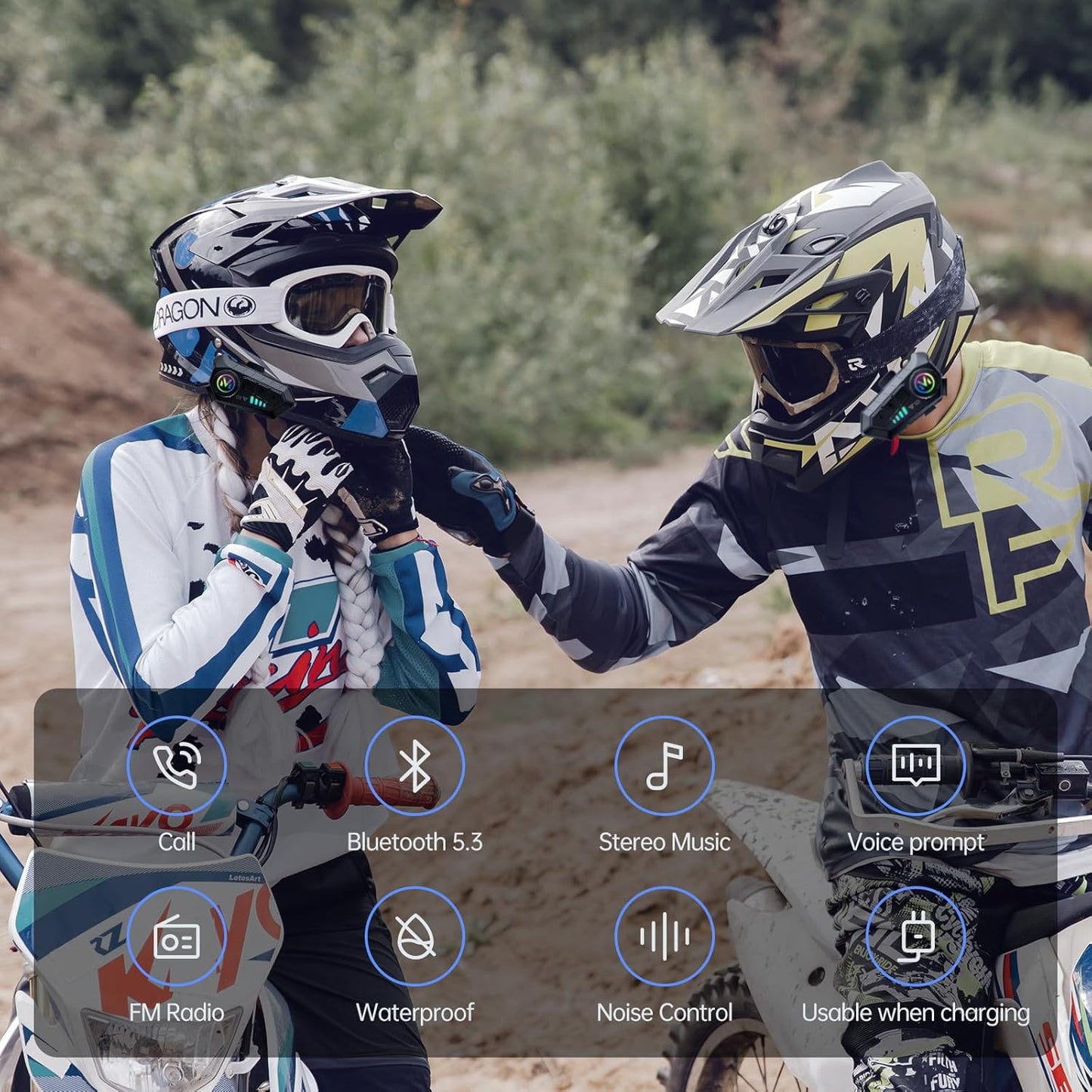 Motorcycle Bluetooth Headset Speaker Skiing Earphone Waterproof Bluetooth Helmet Headset with Noise Cancellation Ultra-Thin Wireless Bluetooth Headphones for All Helmets