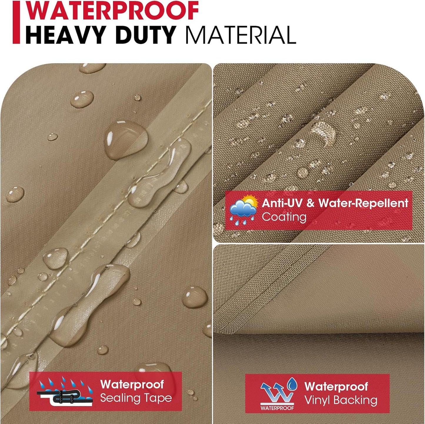 Unicook 55 Inch Grill Cover for Outdoor Grill, Heavy Duty Waterproof Gas BBQ Cover with Sealed Seam, Rip and Fade Resistant Barbecue Covering for Weber Nexgrill Charbroil, Neutral Taupe