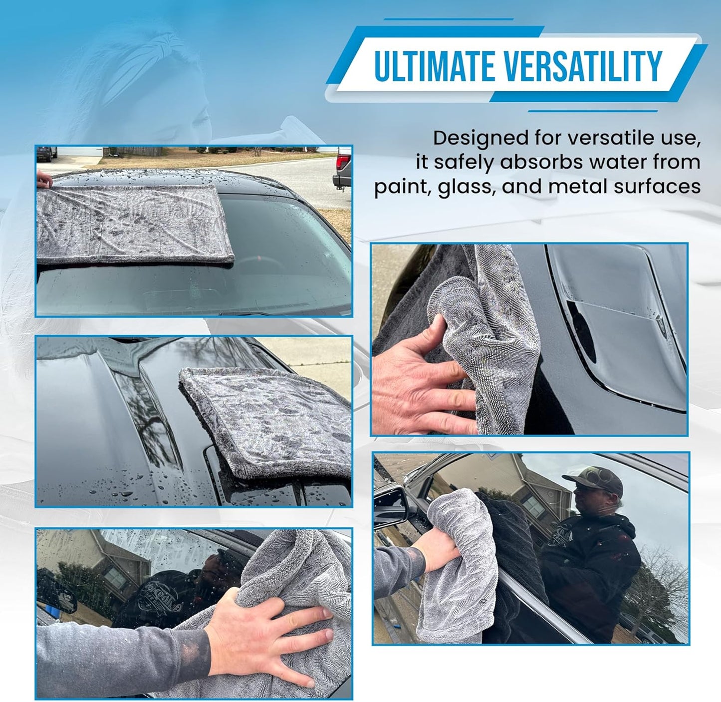 Car Drying Towel Extra Large 36"x24" Super Absorbent - Professional Grade 1400 GSM Microfiber Twisted Loop Design is The Perfect Choice When You Want A Safe Scratch Free and Streak Free Finish