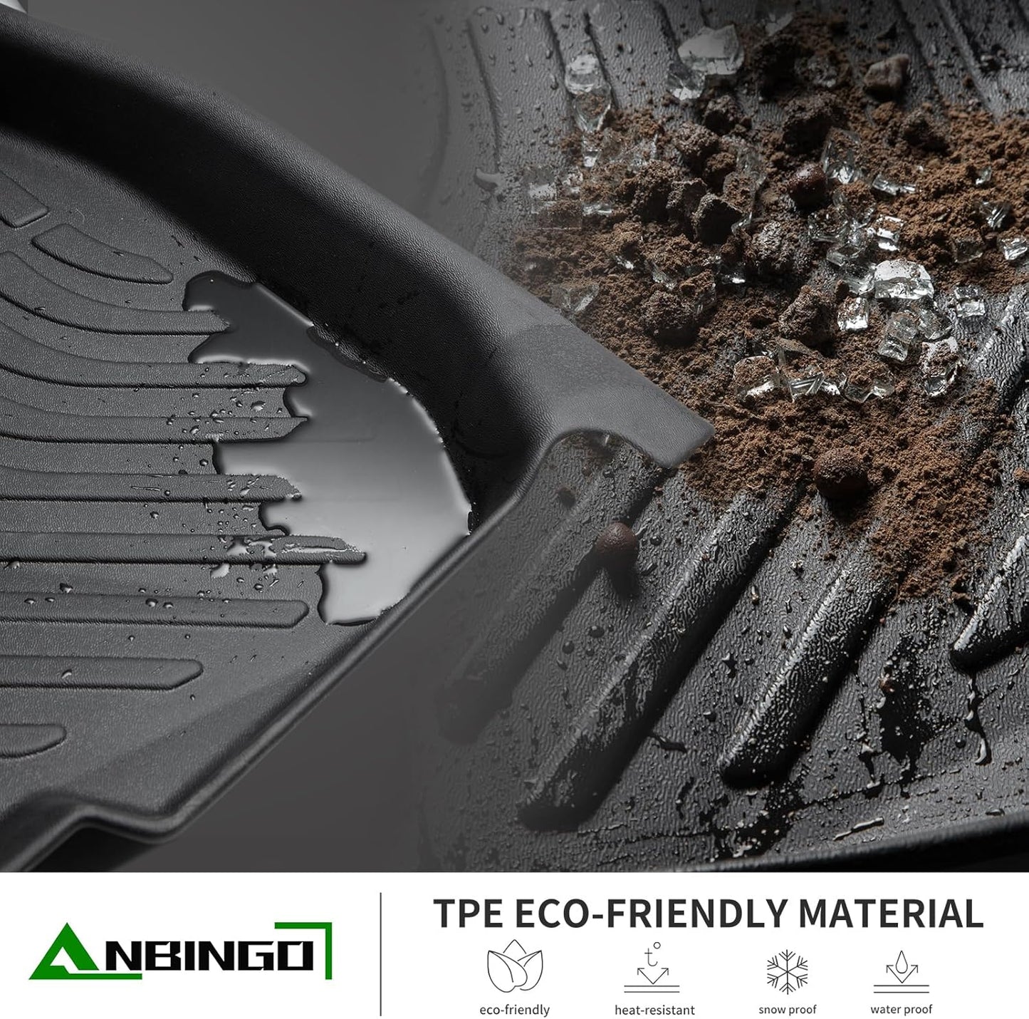 ANBINGO®-Floor Mats & Cargo Liner for Toyota Prius 2016-2022 (Not for Prius Prime & Prius c &Prius v) All Weather Prius Car Mats | 1st, 2nd Row Set & Cargo mat | Prius Floor Liners Accessories-Black