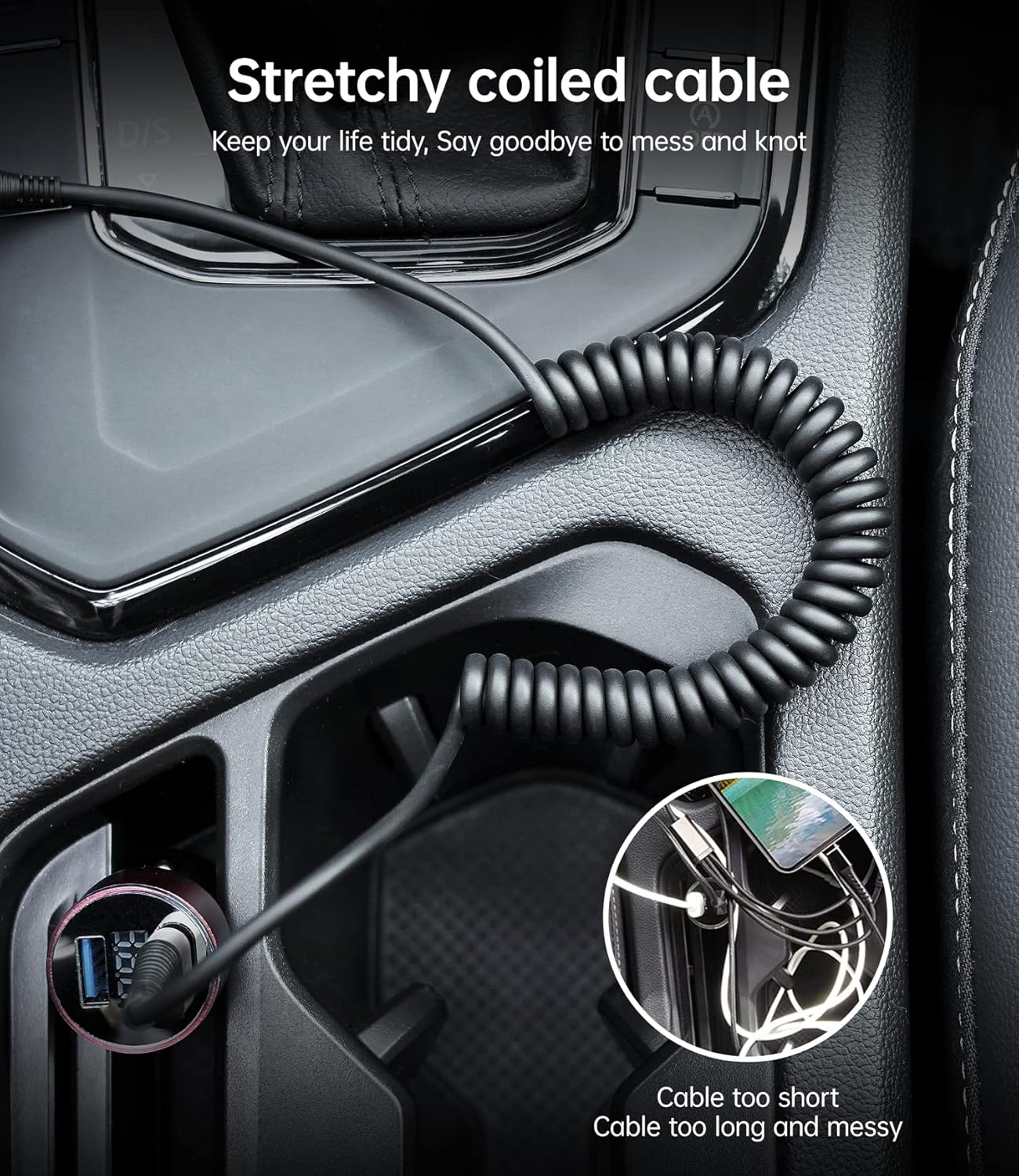 USB C Cable Fast Charging, 2Pack 3ft Coiled USB A to Type C Charge Cord for Car, USB-C Charging Cable Compatible with iPhone 16/15/Samsung Galaxy S20 S10 S9 S8 Plus Note 10 9 8 and More USB C Devices