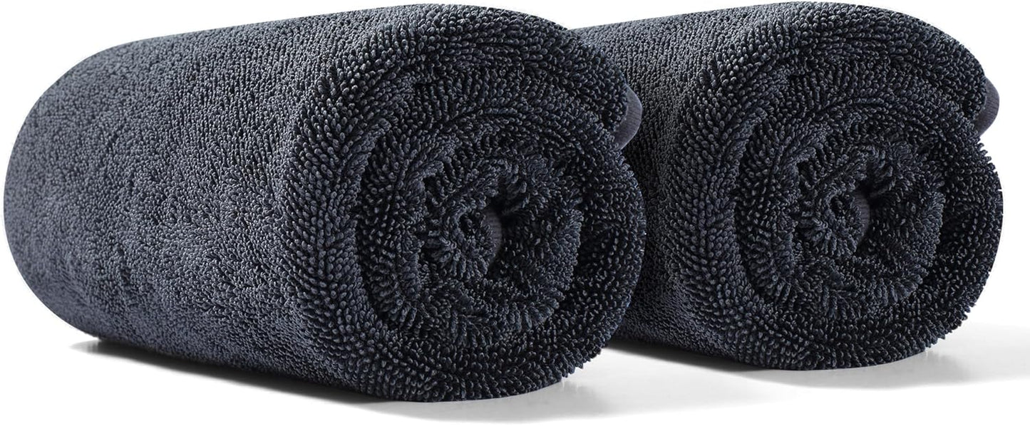 JOYMOOP Microfiber Towels for Cars, 2 Pack 35.4" x 23.6" Car Drying Towel, Dark Gray Reusable Car Towel, Quick Drying Car Microfiber Cleaning Cloth for RVs, SUVs, Trucks