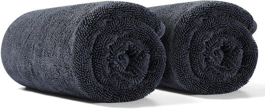 JOYMOOP Microfiber Towels for Cars, 2 Pack 35.4" x 23.6" Car Drying Towel, Dark Gray Reusable Car Towel, Quick Drying Car Microfiber Cleaning Cloth for RVs, SUVs, Trucks