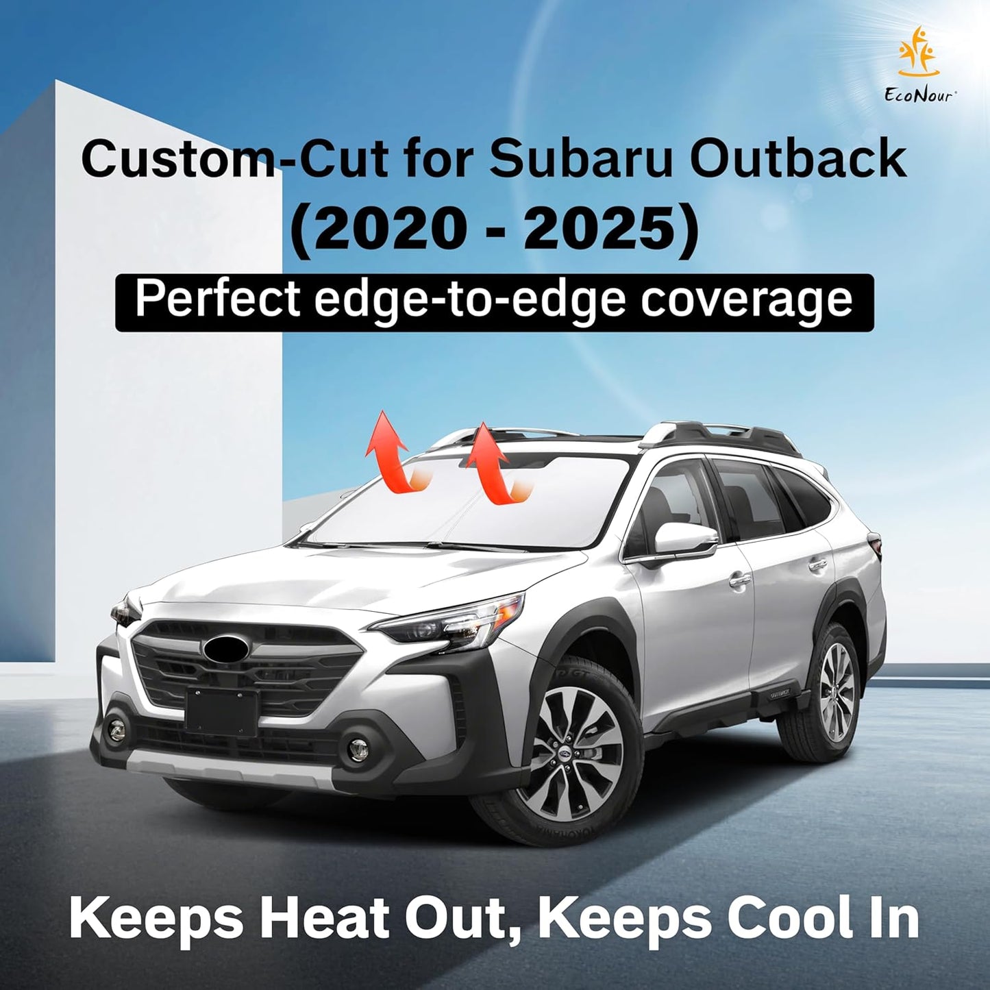 Econour Windshield Sun Shade for 2020-2025 Subaru Outback Wagon Custom Fit Sunshade Sun Visor Protector Foldable Blocks UV Rays Keep Your Car Cooler