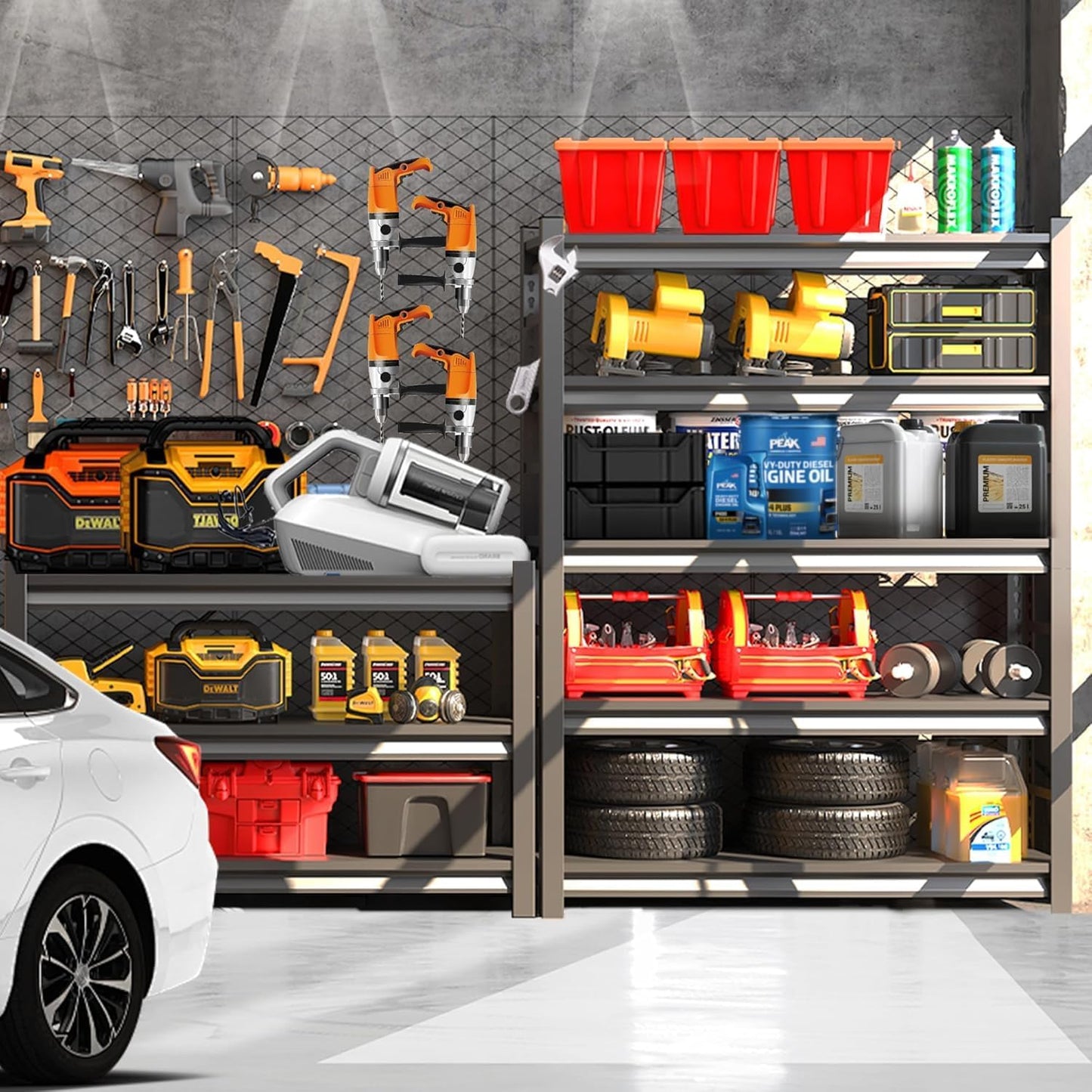 Metal Garage Shelving Unit, Heavy Duty 5-Tier Adjustable Storage Rack, Steel Shelving,2000 lbs Capacity, Industrial Shelves for Heavy Tools and Equipment (5-Tier 63" H x40 W x 18" D)