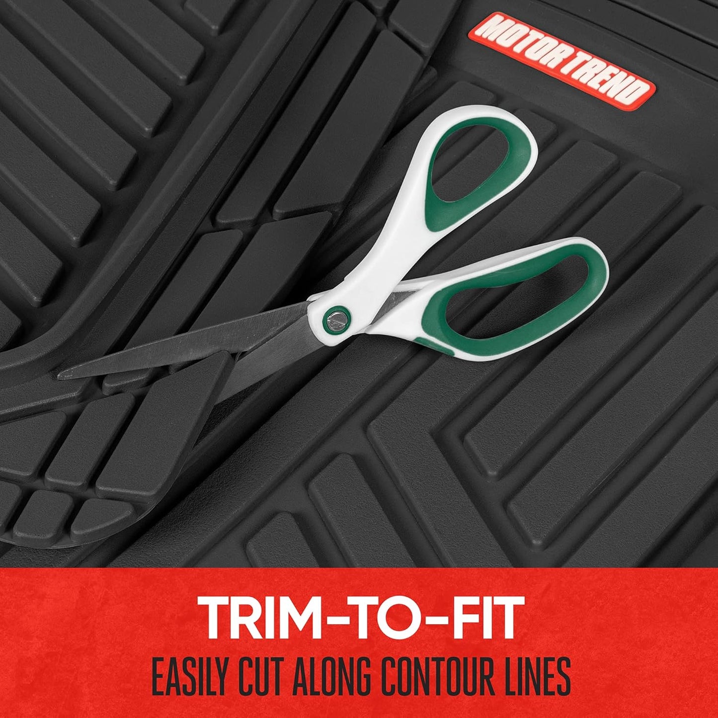 Motor Trend FlexTough Plus-2 Piece Front Car Floor Mats- Black Contour Liners-Deep Dish Heavy Duty Rubber Floor Mats for Car SUV Truck & Van-All Weather Protection, Universal Trim to Fit