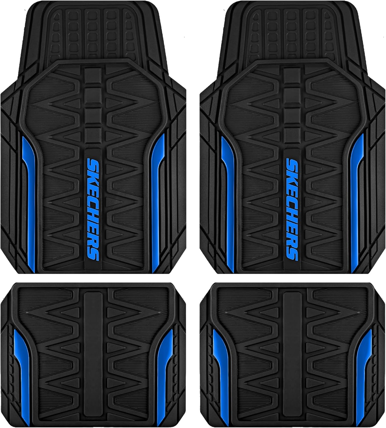 Skechers Car Floor Mats,Heavy Duty Rubber Car Mats Full Set,All Weather Floor Mats,Waterproof Trim to Fit Universal Floor Liner Car Accessories,Automotive Floor Mats for Cars Trucks SUV,Blue