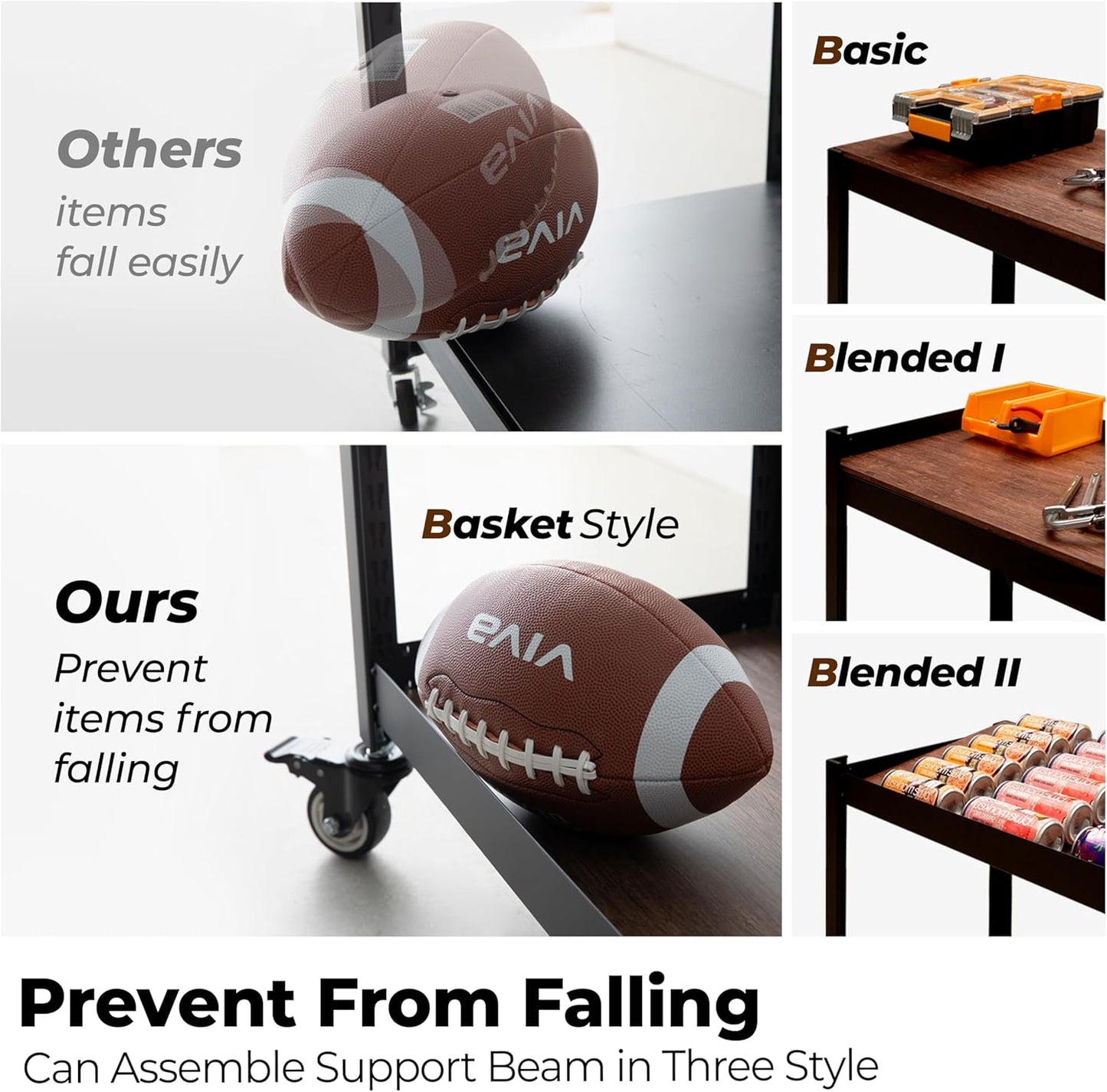 HOMEDANT House 5-Tier Metal Rolling Cart Shelf Rack Casters Heavy Duty Laminated Wheel Shelving Unit Adjustable Utility Storage Shelves Organizer Shelf Kitchen Garage 36.2" W x 16.5" D x 69.5" H 2Pack