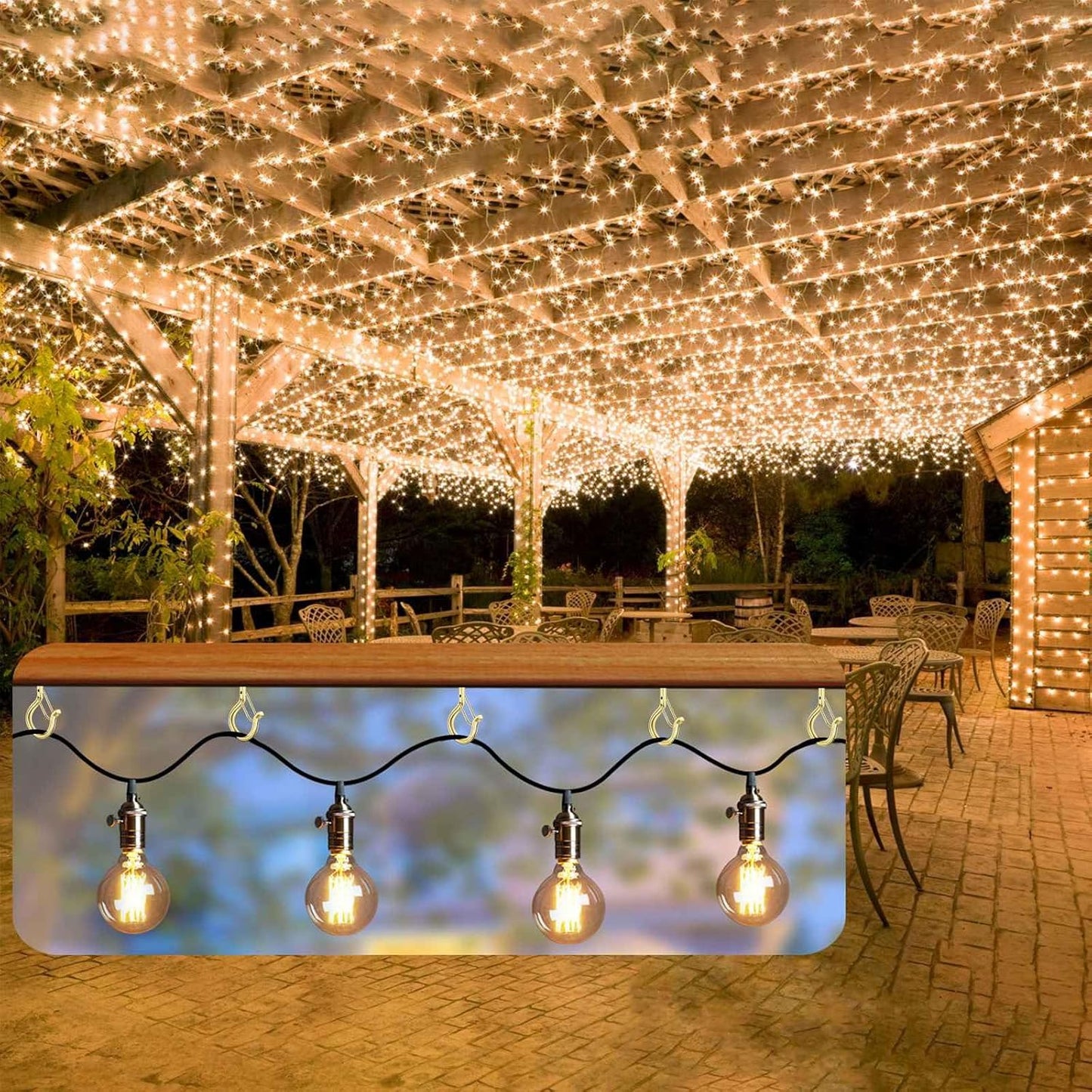 48 PCS Q-Hanger Hooks, Screw Hooks for Outdoor String Lights, Safety Buckle Design Cup Eye Hook for Hanging Christmas Lights, Plants, Mounted on Wall Ceiling, Include 1 Wing Nut Driver, Gold