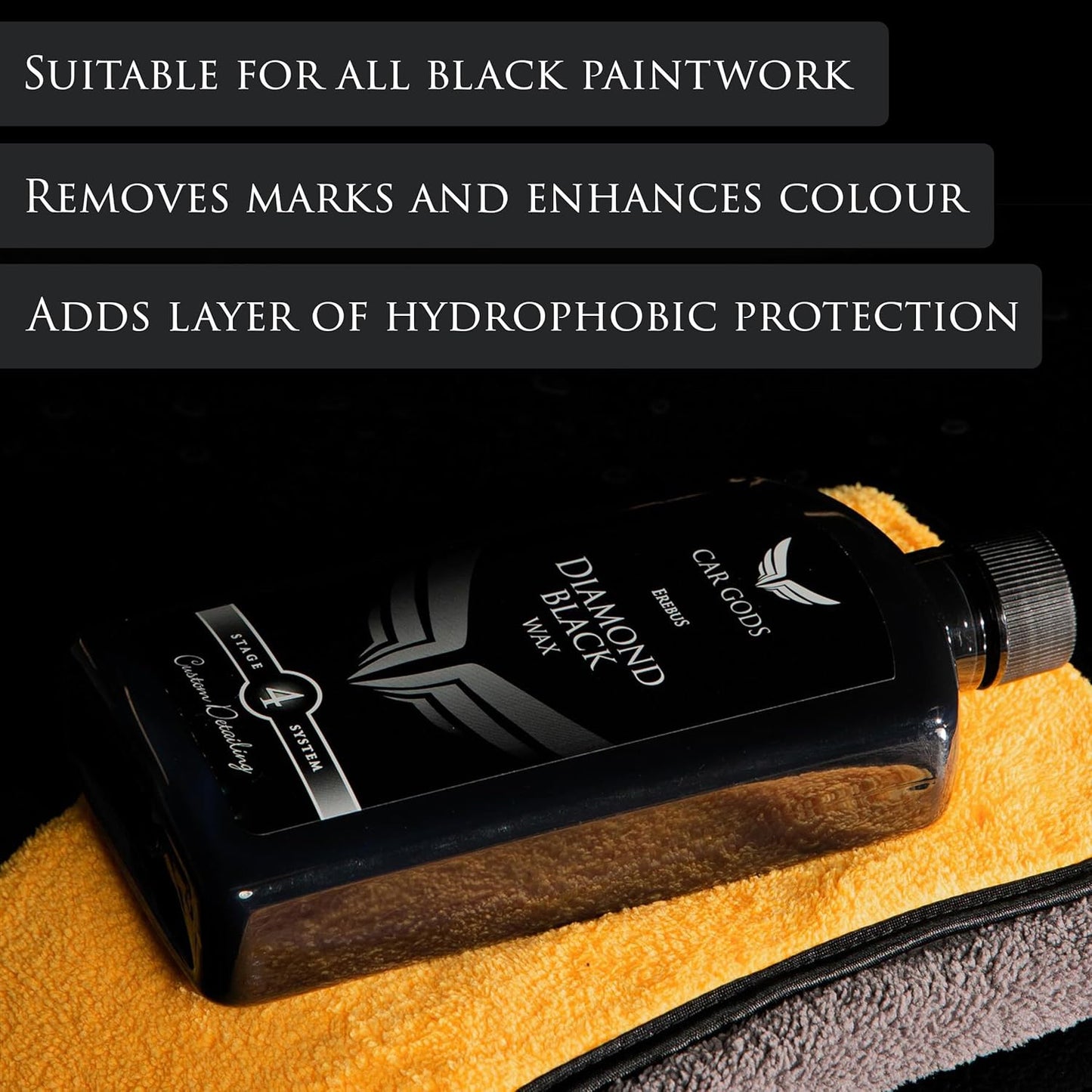 Car Gods Black Carnauba Wax Polish, Pigmented Formula 3 in 1 Removes Surface Oxidation, Blemishes and Minor Scratches, 17 Fl Oz