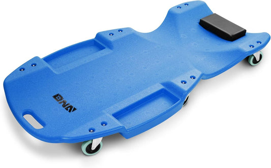 DNA MOTORING TOOLS-00239 48 Inches Heavy-Duty Low-Profile Roller Automotive Creeper with Padded Headrest, Blue