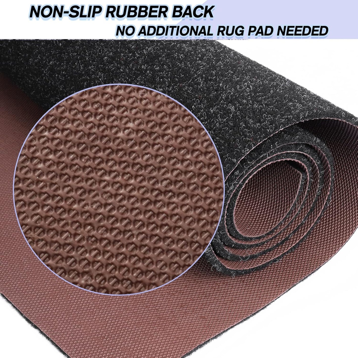 Custom Size Backed Non-Slip Area Rugs Runner, Easy Clean, Waterproof Runner Rugs for Hallway Entryway, Kitchen, Laundry, 2FT x 9FT, Black