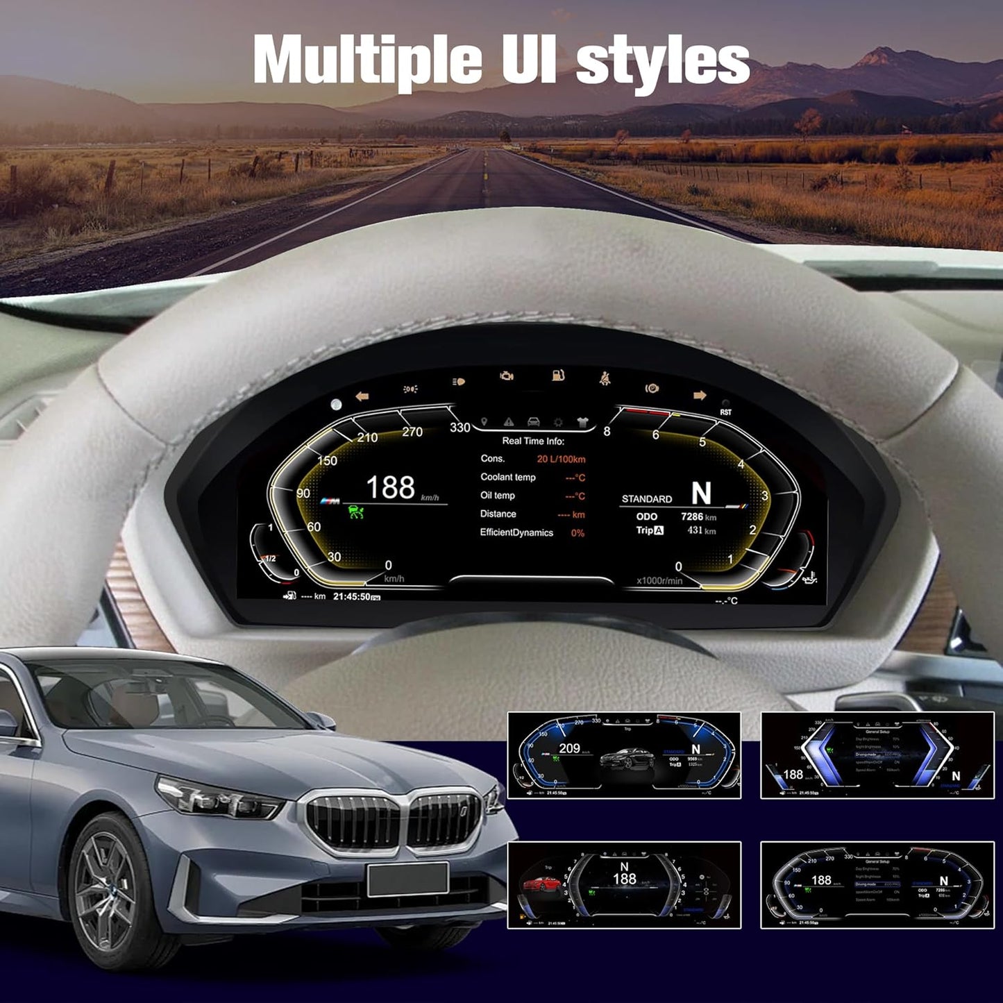 Speedometer Instrument for BMW F30 F36 2013-2020，12.3 inch Linux System Original Modern Car Odometer Information Head up Display Digital Cluster Electronic Gauge Dashboard Screen