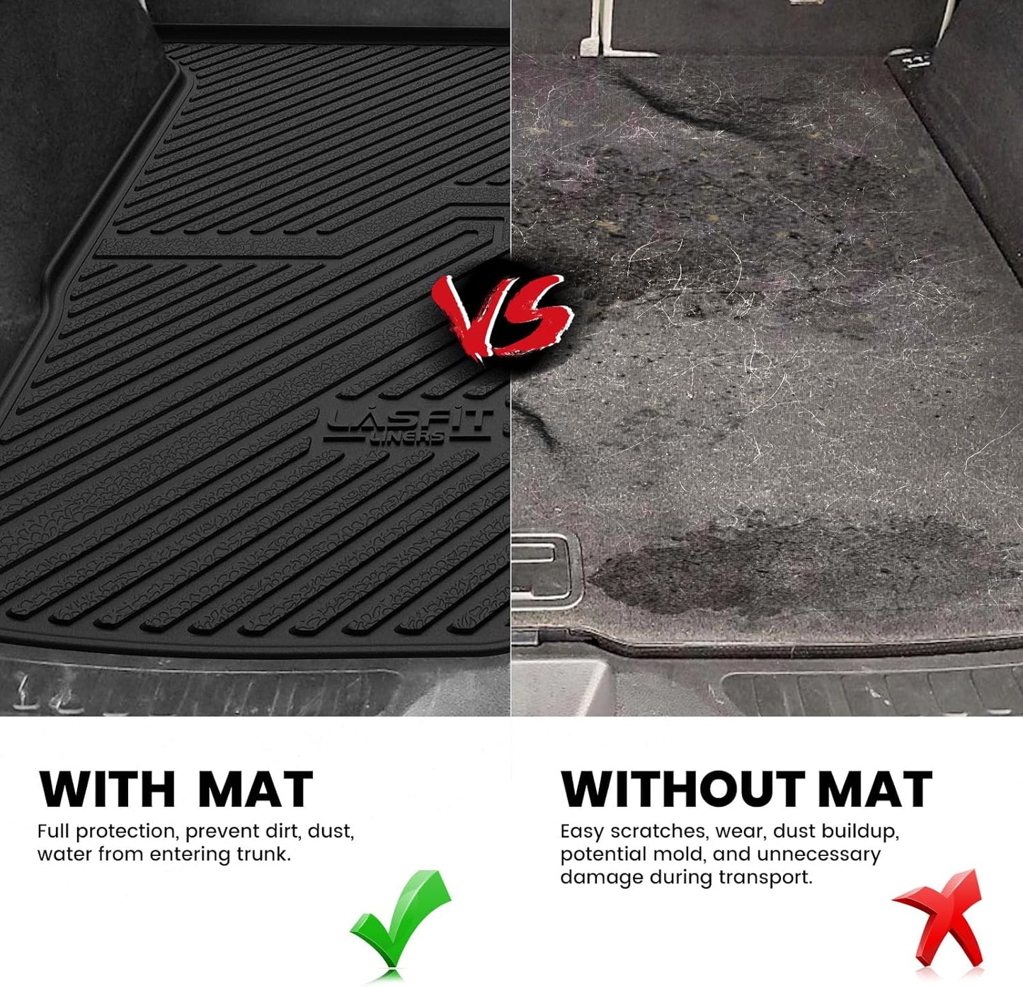 LASFIT Trunk Mat for Honda Passport 2019 2020 2021 2022 2023 2024 2025, All Weather Custom Fit TPE Cargo Mat Trunk Tray Cargo Tray, Black