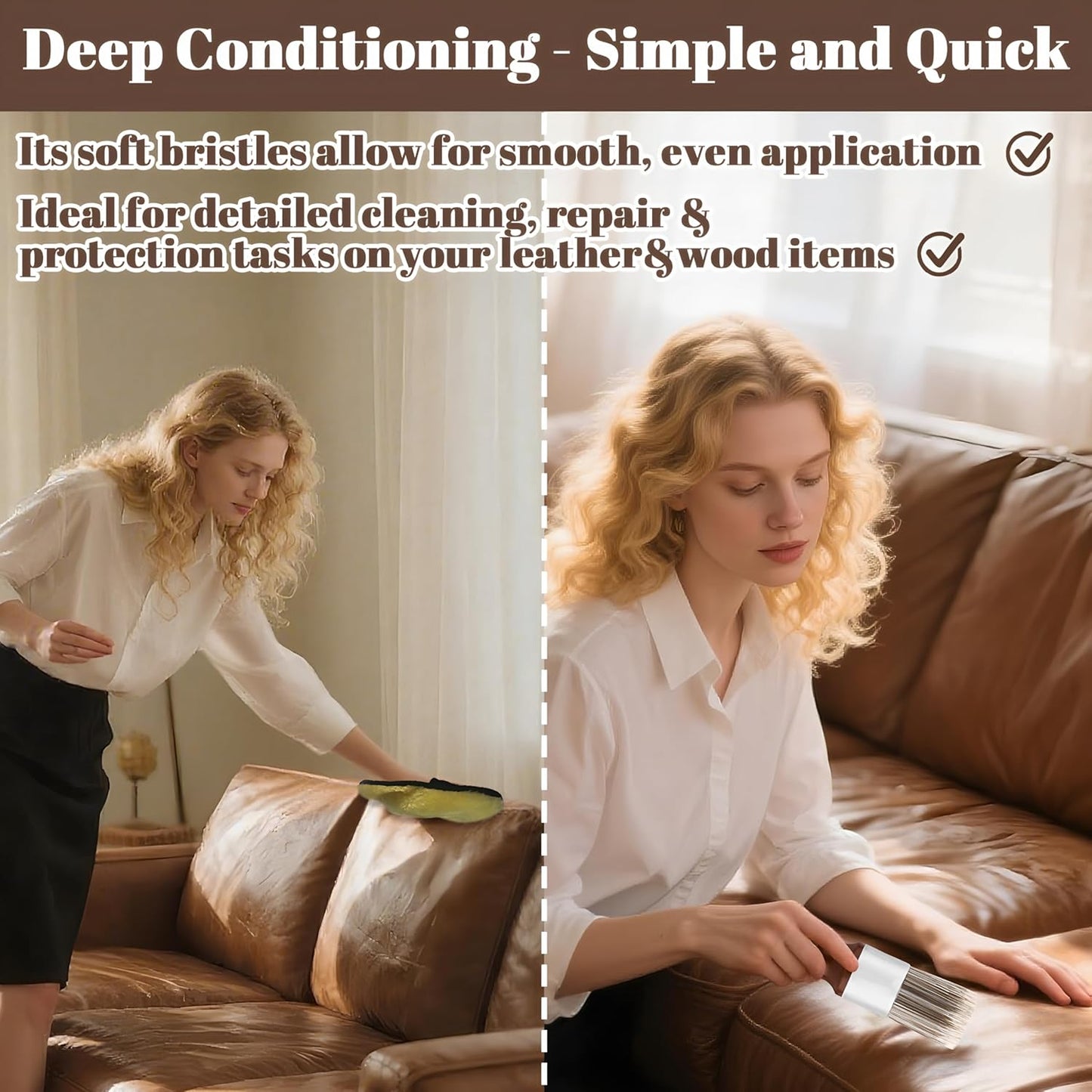 Salve Brush for Furniture,Leather&Wood Care Cleaning Brush w/Glove,Furniture Brush with Comfortable Handle&Soft Bristles,Durable Salve Wax Brushing Tool for Home Office Sofas Car Interiors,Bags,Shoes